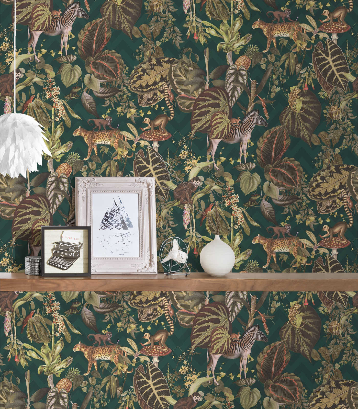             Designer wallpaper MICHALSKY jungle leaves & animals - colourful, green
        