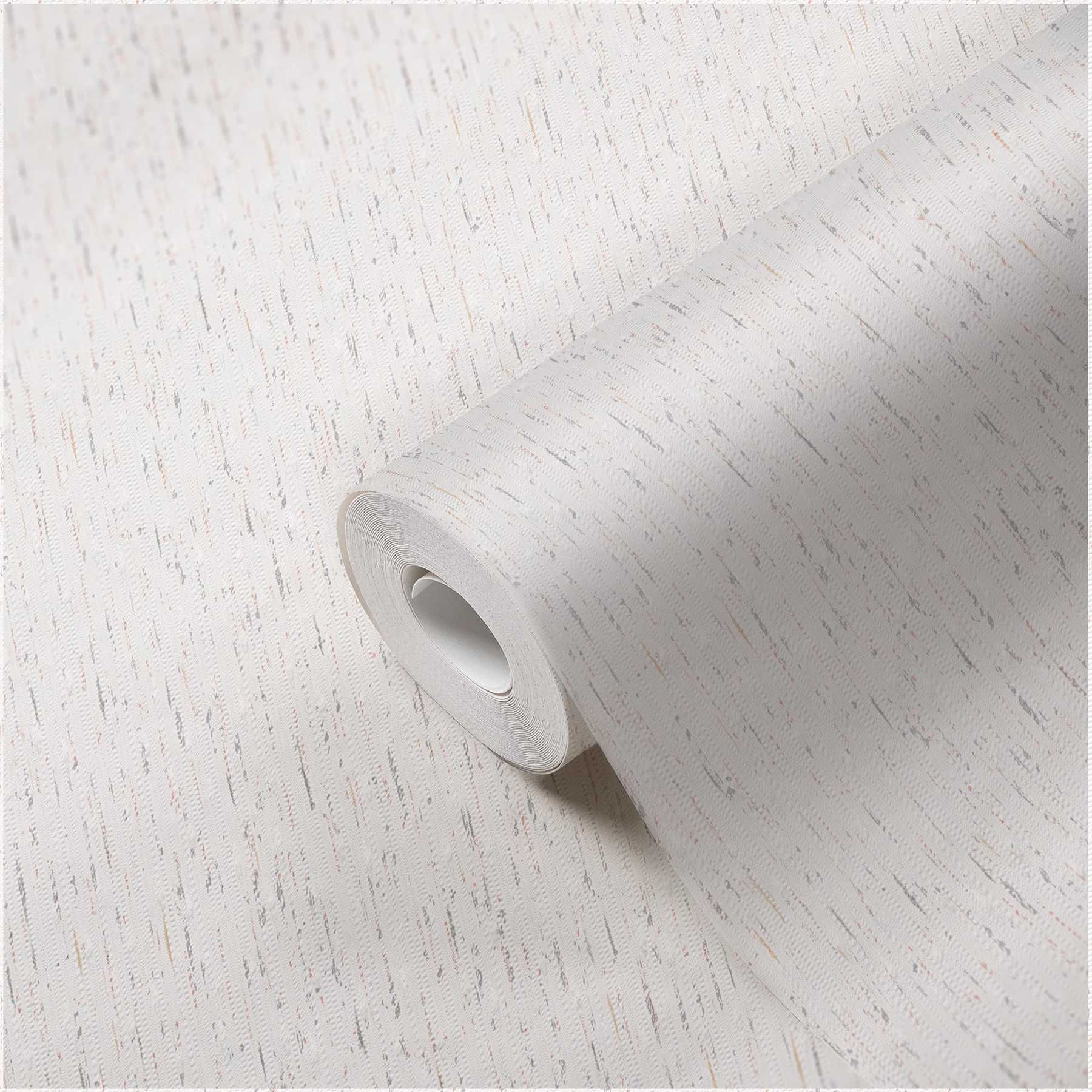             Papier peint rétro aspect textile & structure tissée - Blanc
        