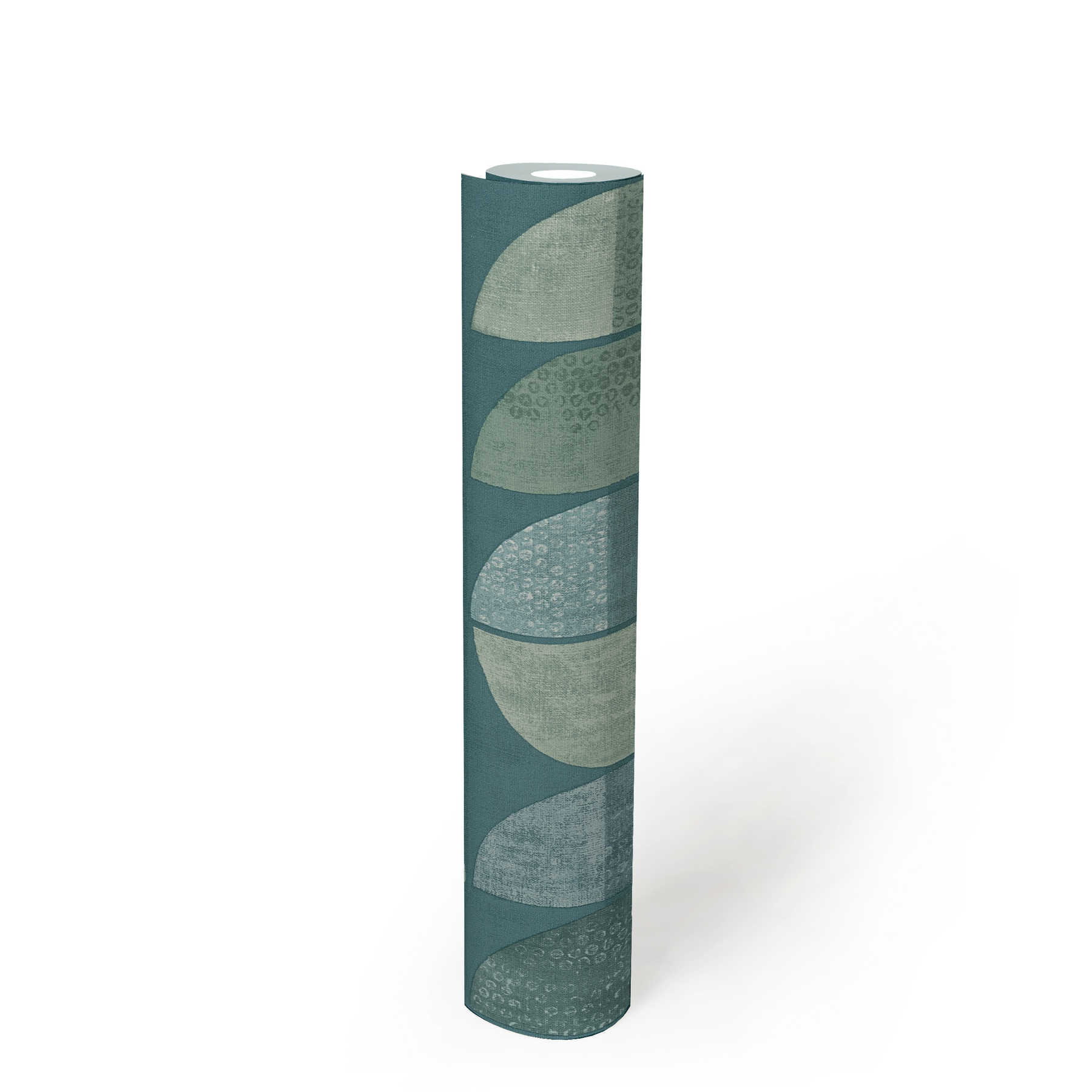             Papier peint motif géométrique rétro, style scandinave - bleu, vert
        