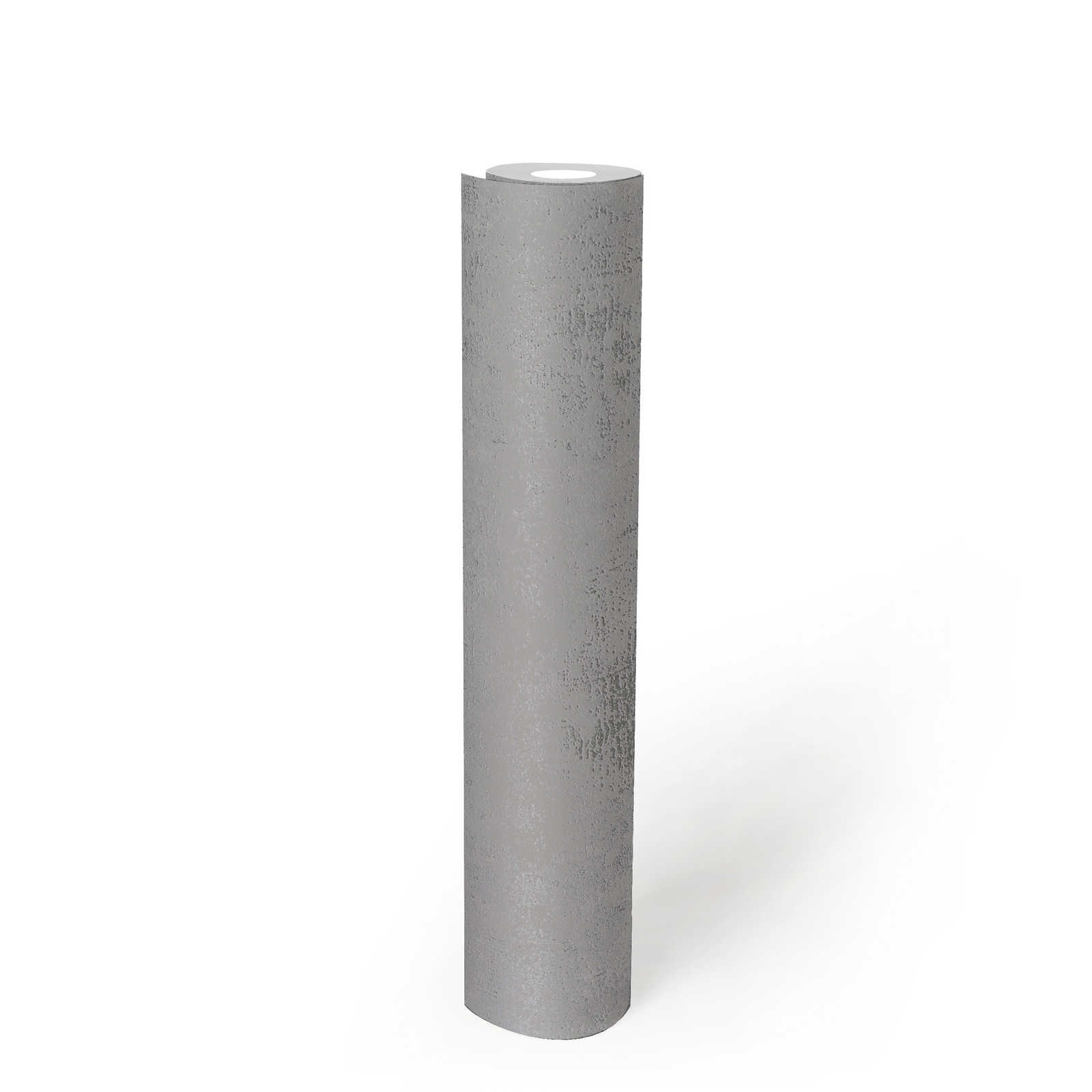             Papel pintado de yeso óptico gris claro con diseño de estructura metálica
        