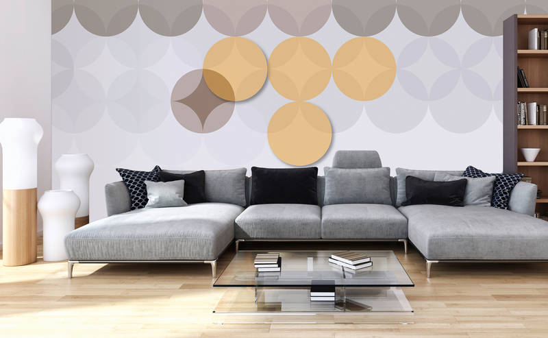             Photo wallpaper graphic & minimalist, modern design - orange, brown, white
        
