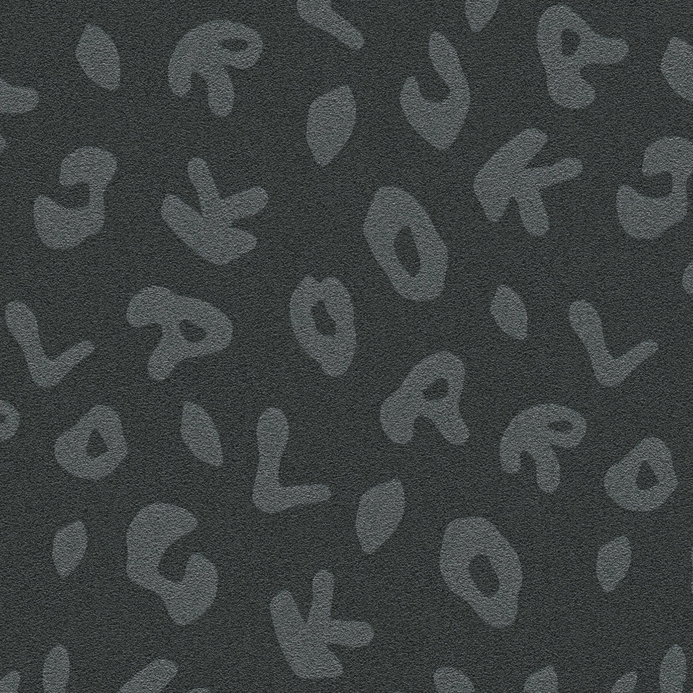             Karl LAGERFELD Papier peint argenté imprimé léopard - métallique, noir
        