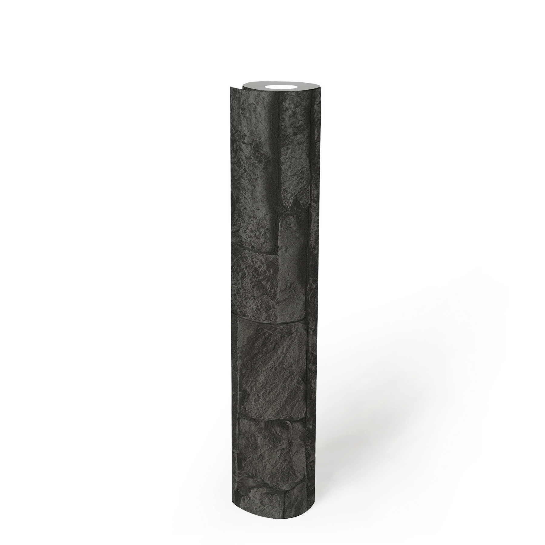             Papel pintado negro con aspecto de piedra, detallado y realista - Gris, Negro
        