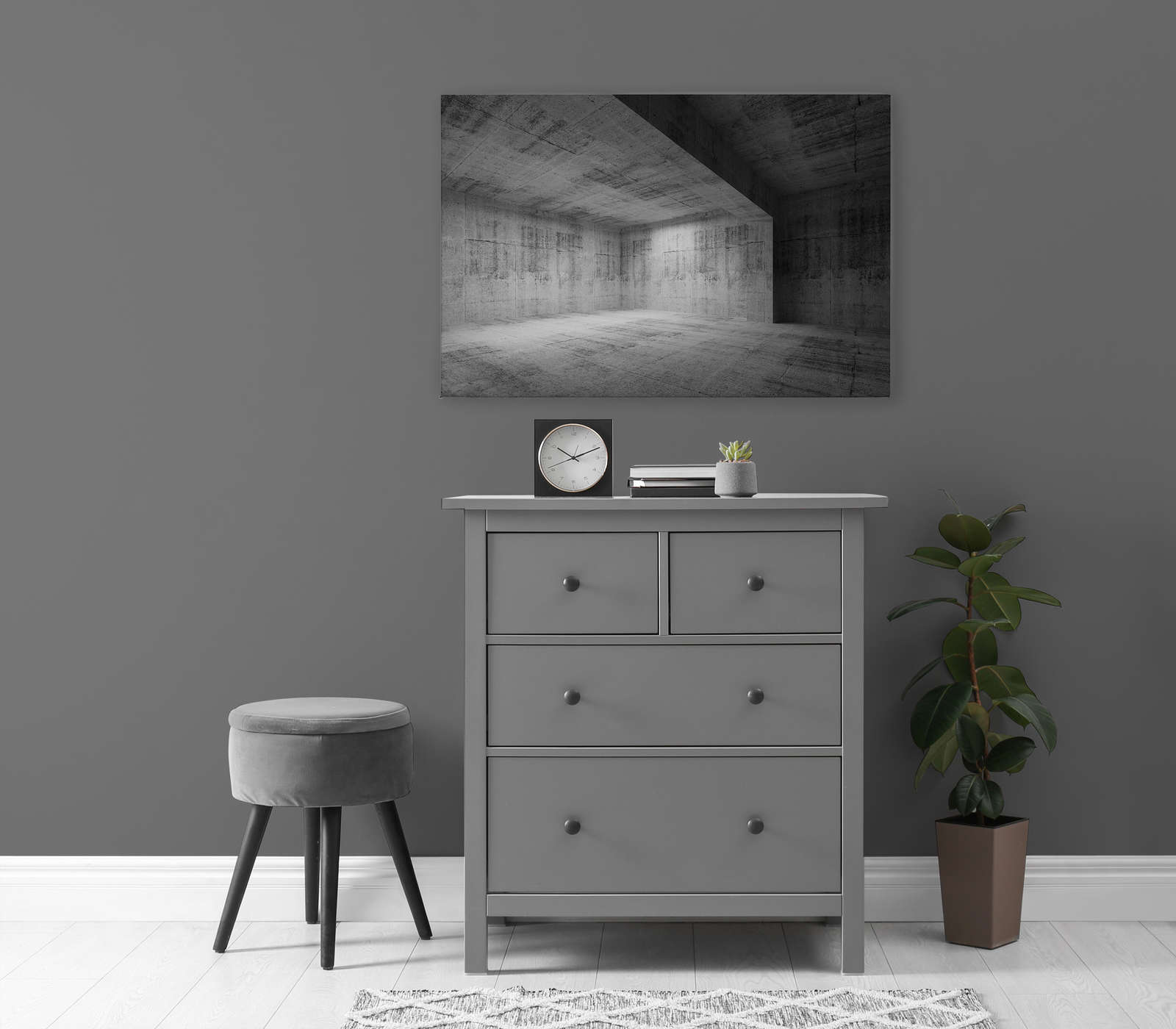             Canvas schilderij Betonkamer met 3D effect - 0,90 m x 0,60 m
        