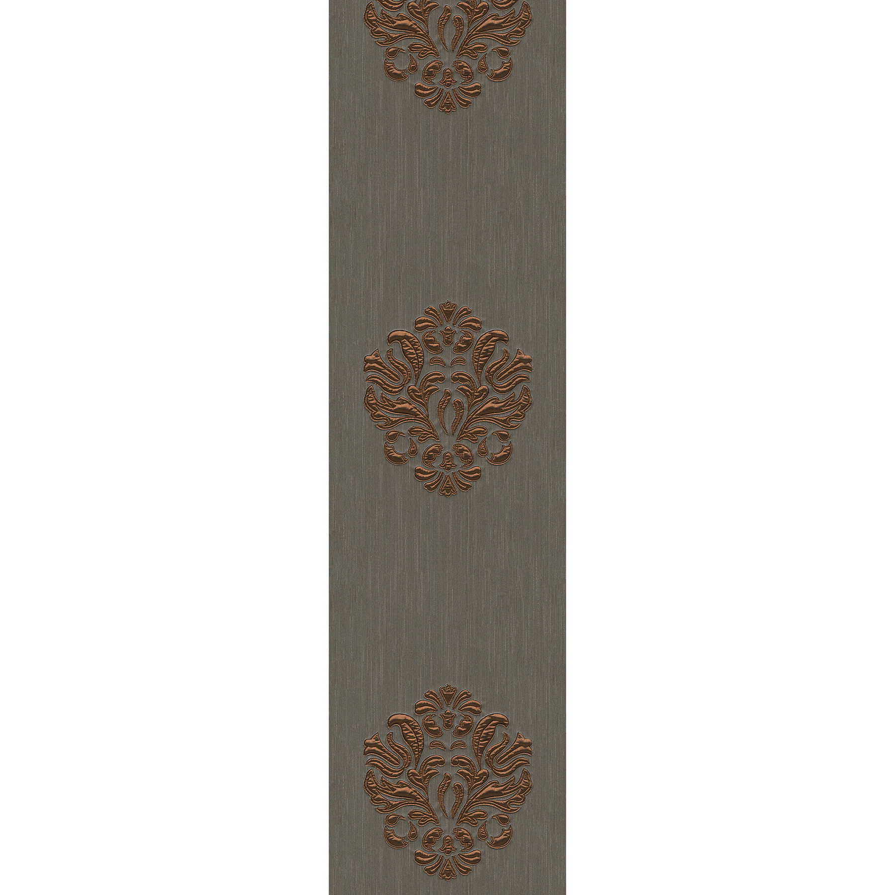         Luxurious ornament wallpaper with metallic effect - copper, brown
    
