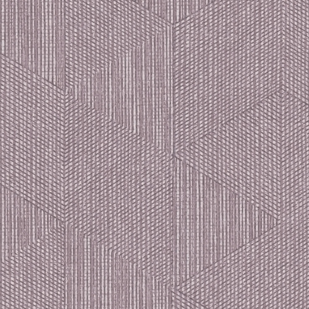             Papel pintado púrpura con motivos tono sobre tono en estilo gráfico - Púrpura, Gris
        