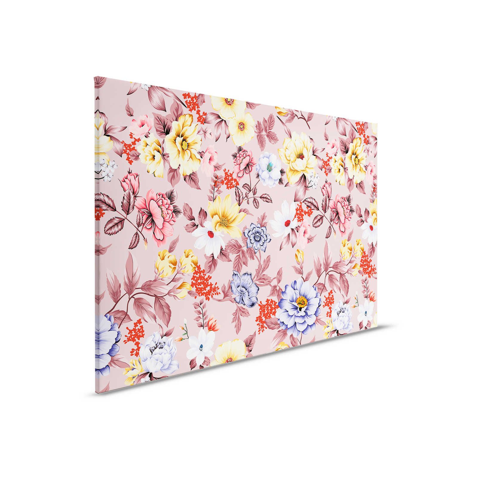         Canvas floral with flowers and leaves - 90 cm x 60 cm
    
