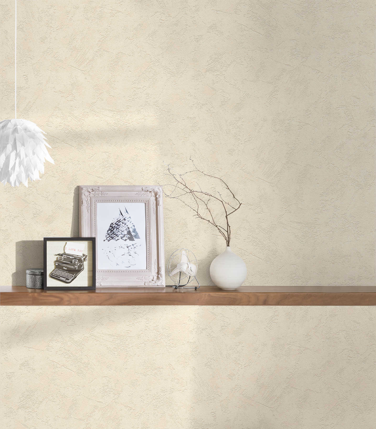             Plaster look wallpaper with wipe plaster texture pattern - cream
        