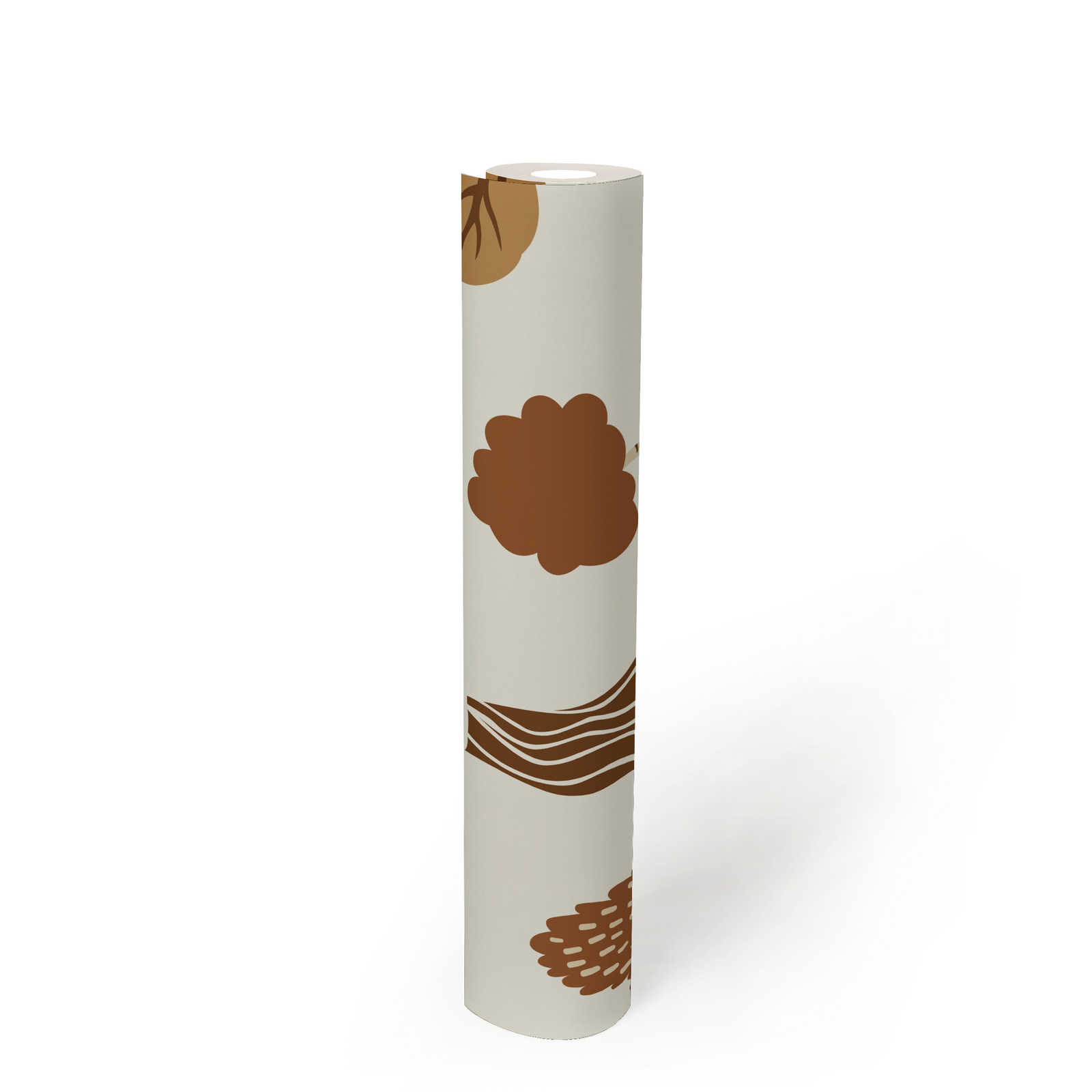             Papel pintado tejido-no tejido con motivo de bosque y árboles otoñales - crema, marrón
        