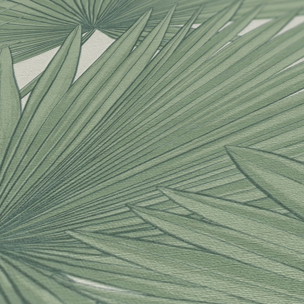             Papel pintado no tejido estilo selva - verde, blanco
        