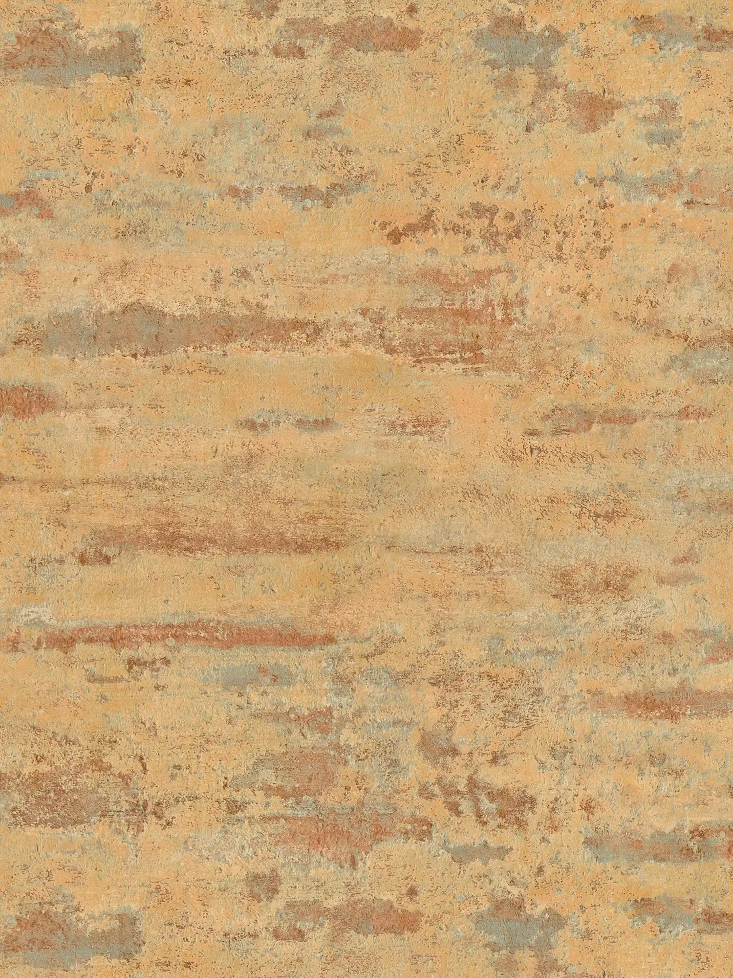         Non-woven wallpaper rust look & used look - orange, grey, blue
    