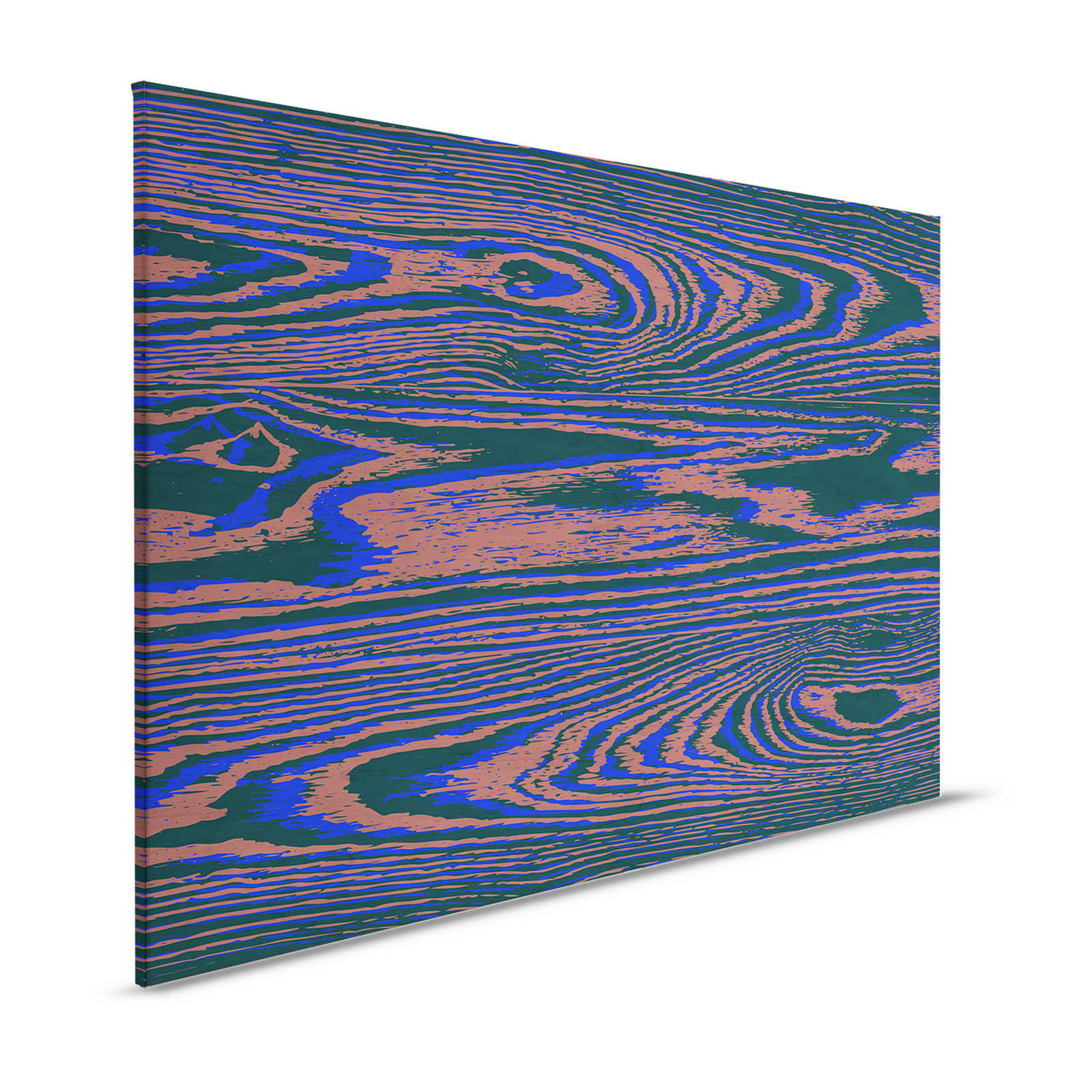 Kontiki 3 - Pintura sobre lienzo Grano de madera neón, morado y negro - 1,20 m x 0,80 m
