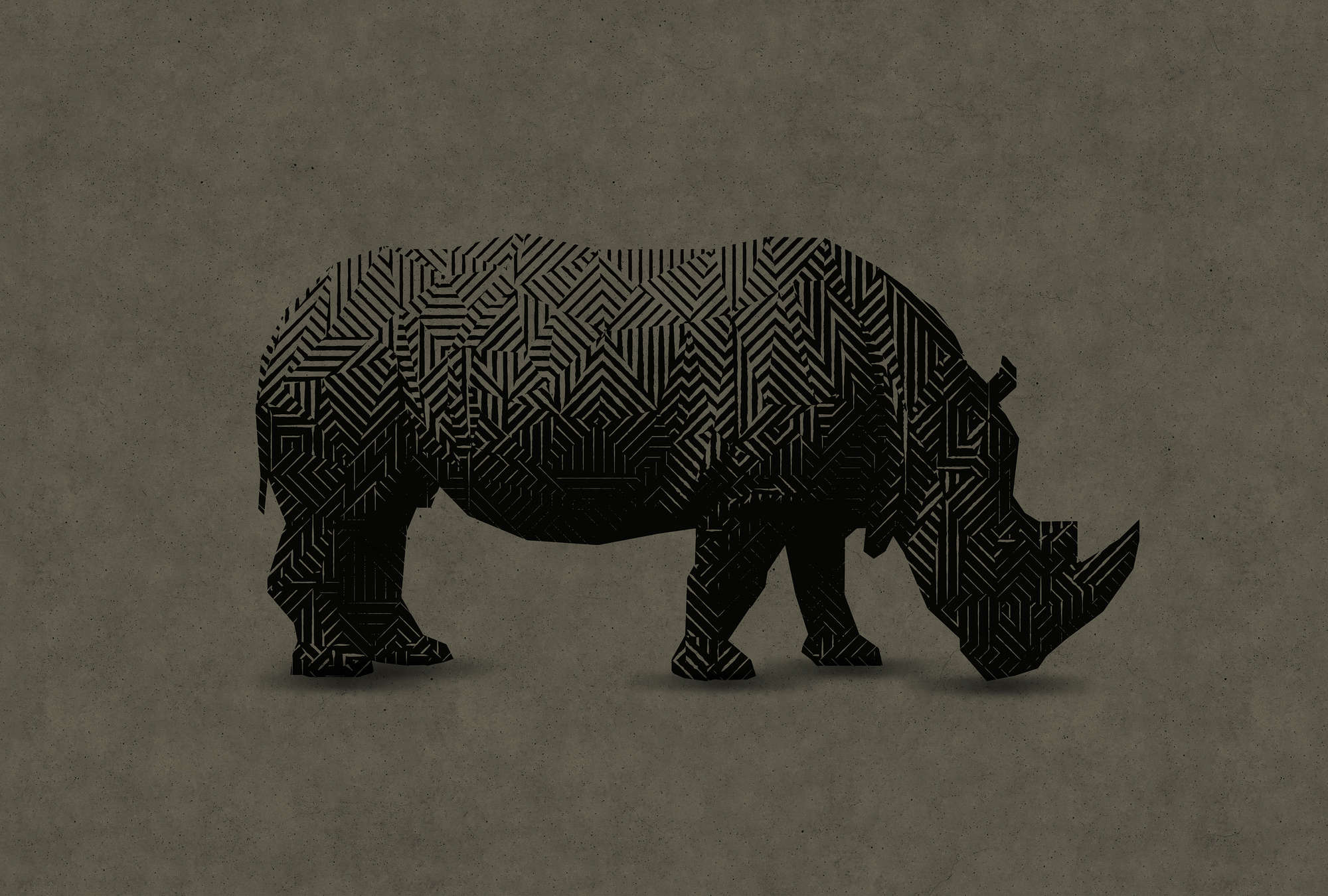             Papier peint graphique rhinocéros - noir, marron
        
