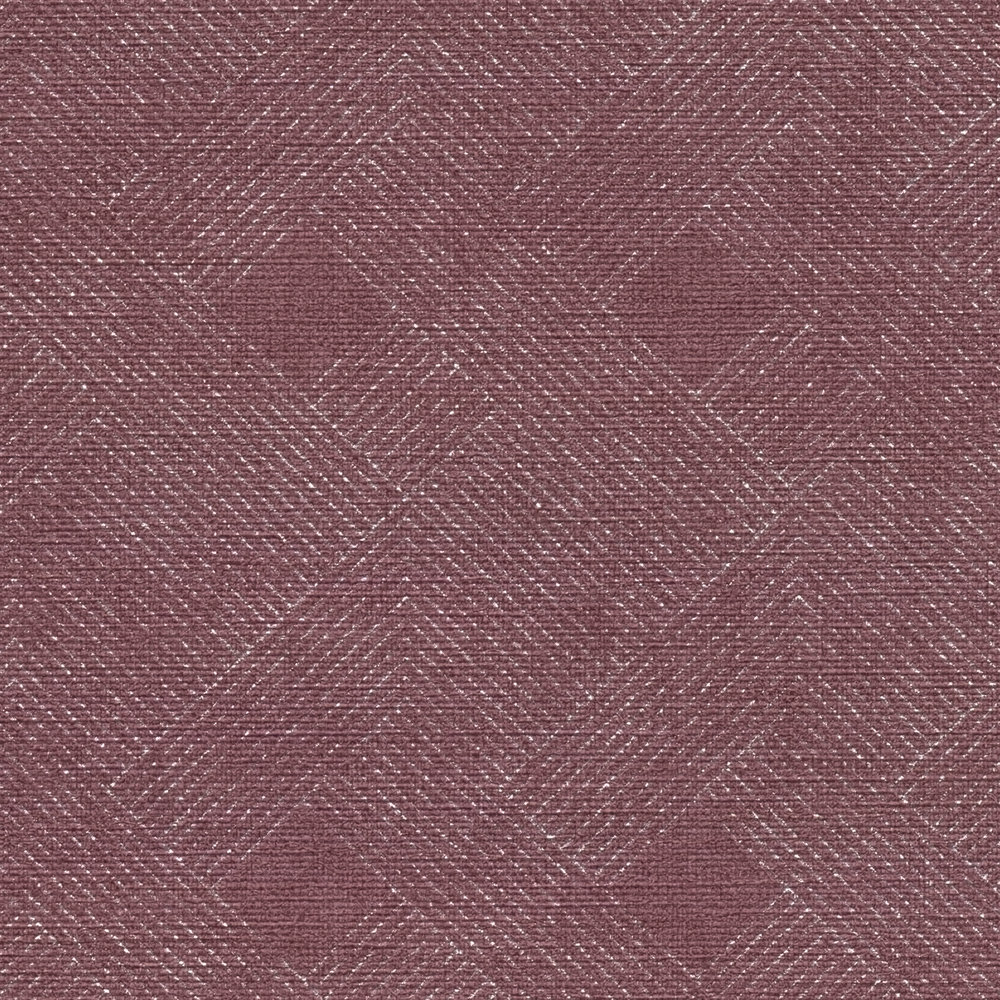             Wine red wallpaper with golden lines pattern in used look - metallic, red
        