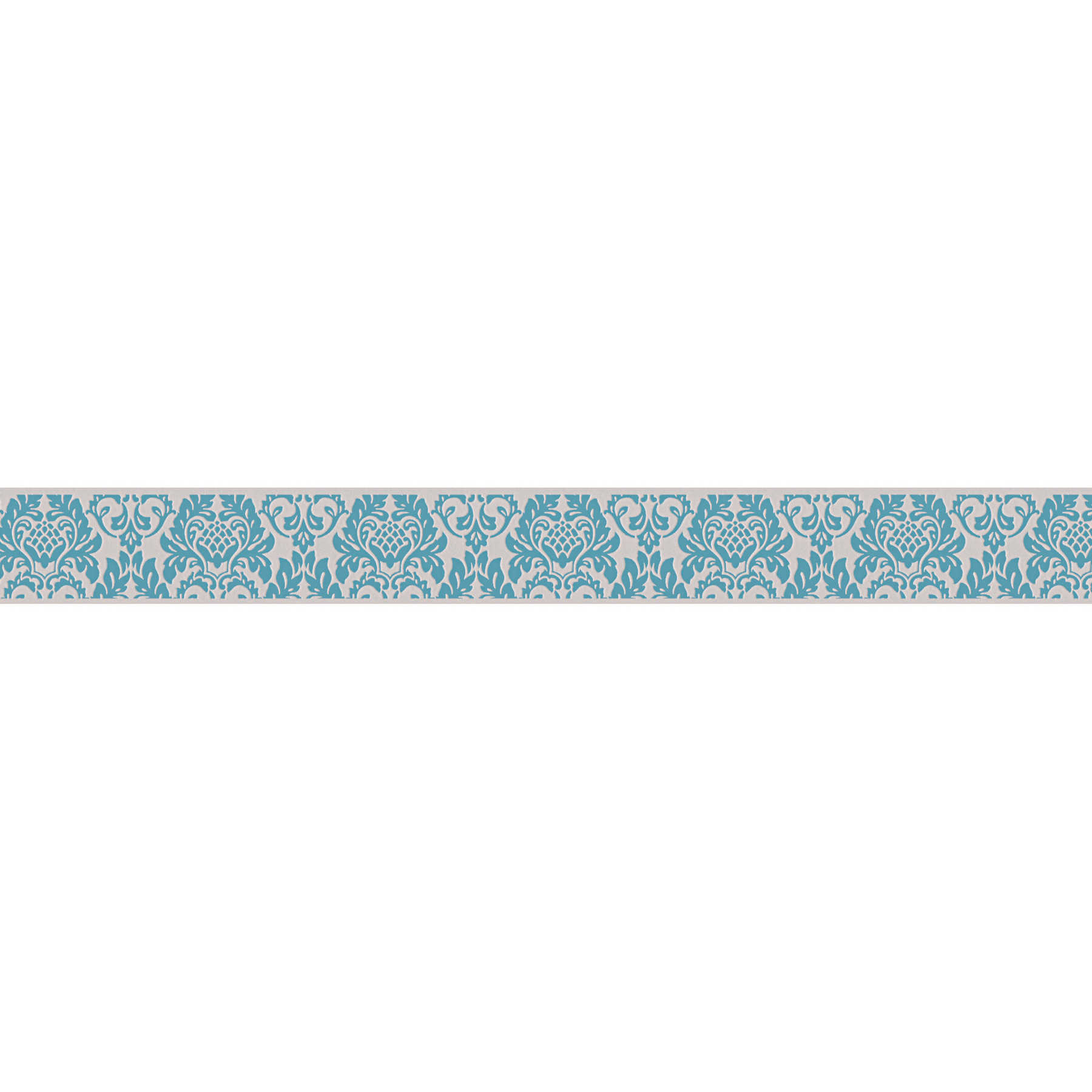         Turquoise ornament border in young design - blue, green, beige
    