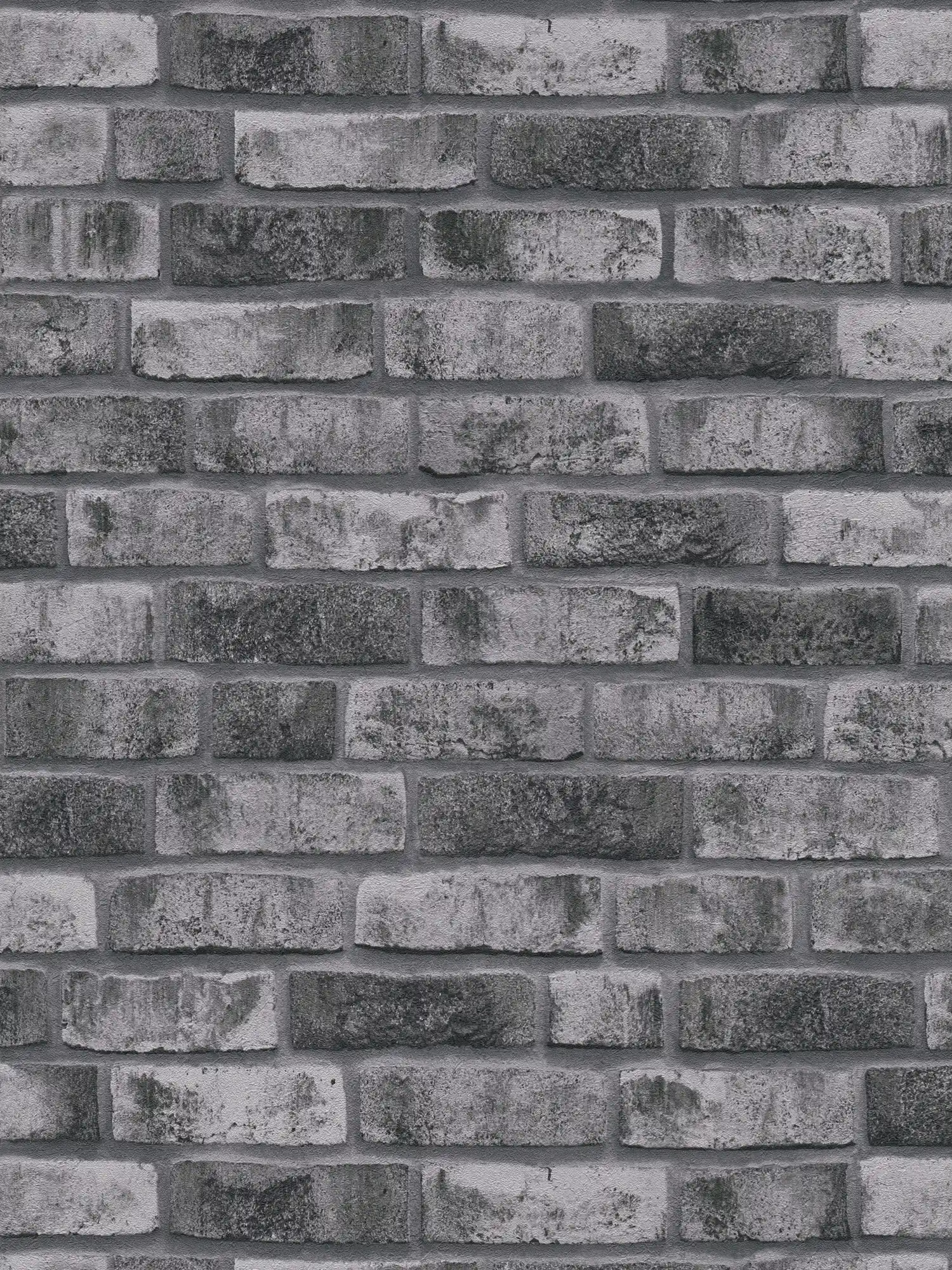 Wallpaper with brick motif in grey, black

