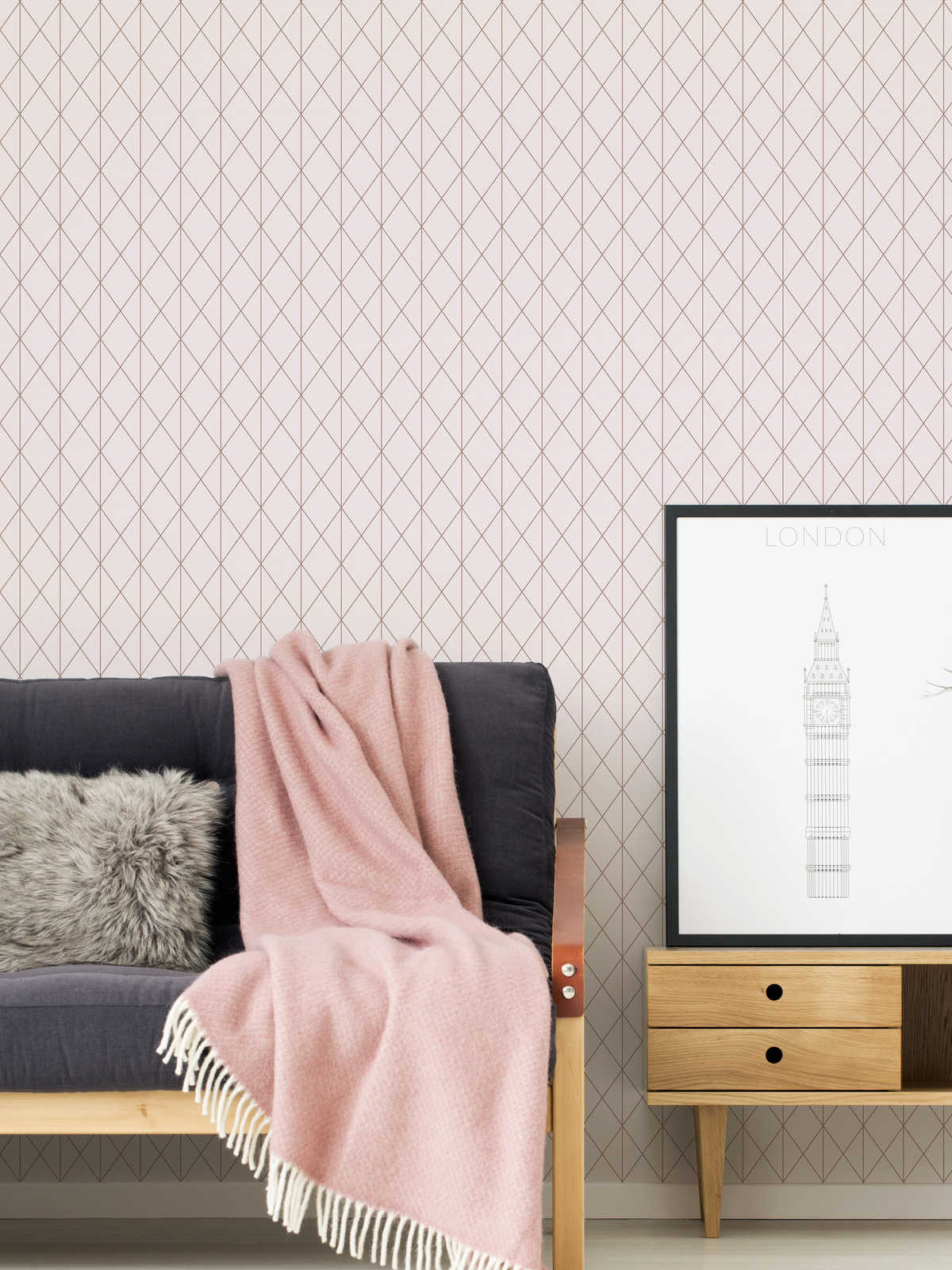             Graphic design wallpaper with metallic accent - pink
        
