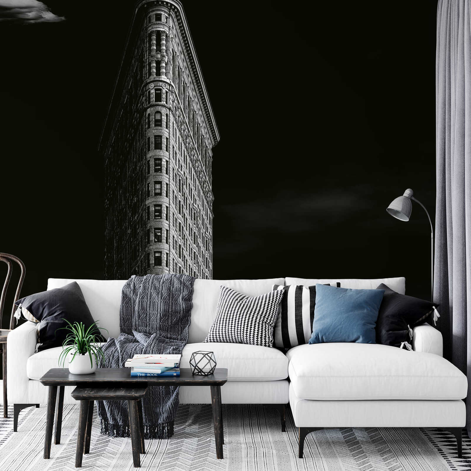             Carta da parati con grattacielo di New York - Nero, bianco, grigio
        