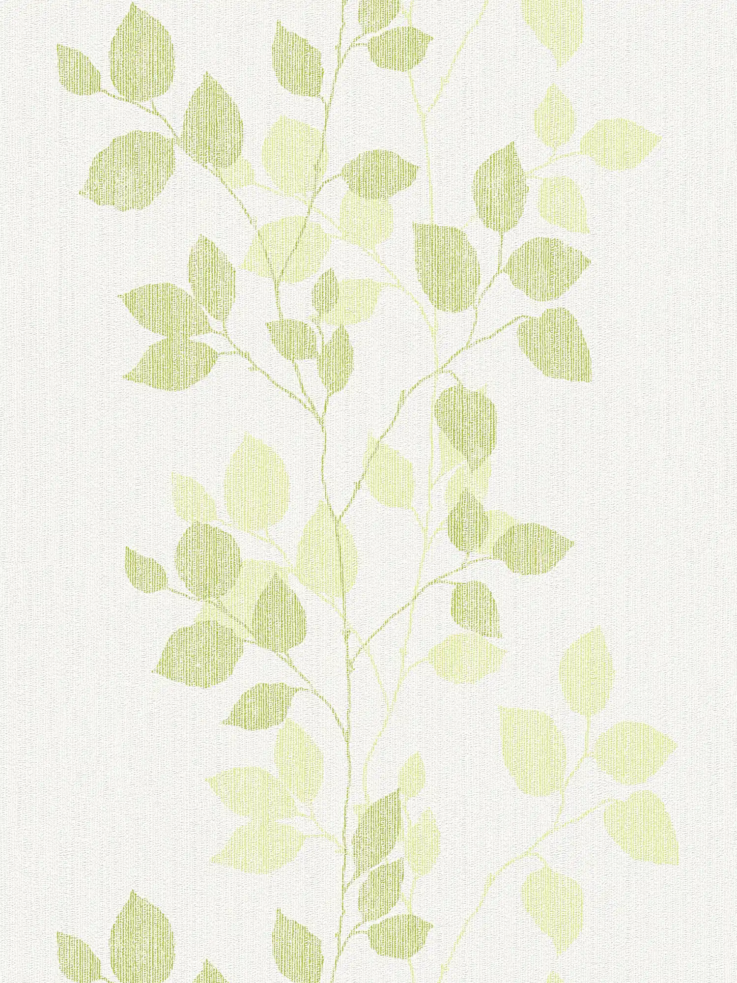 Patroonbehang bladeren in lentekleuren - groen, wit
