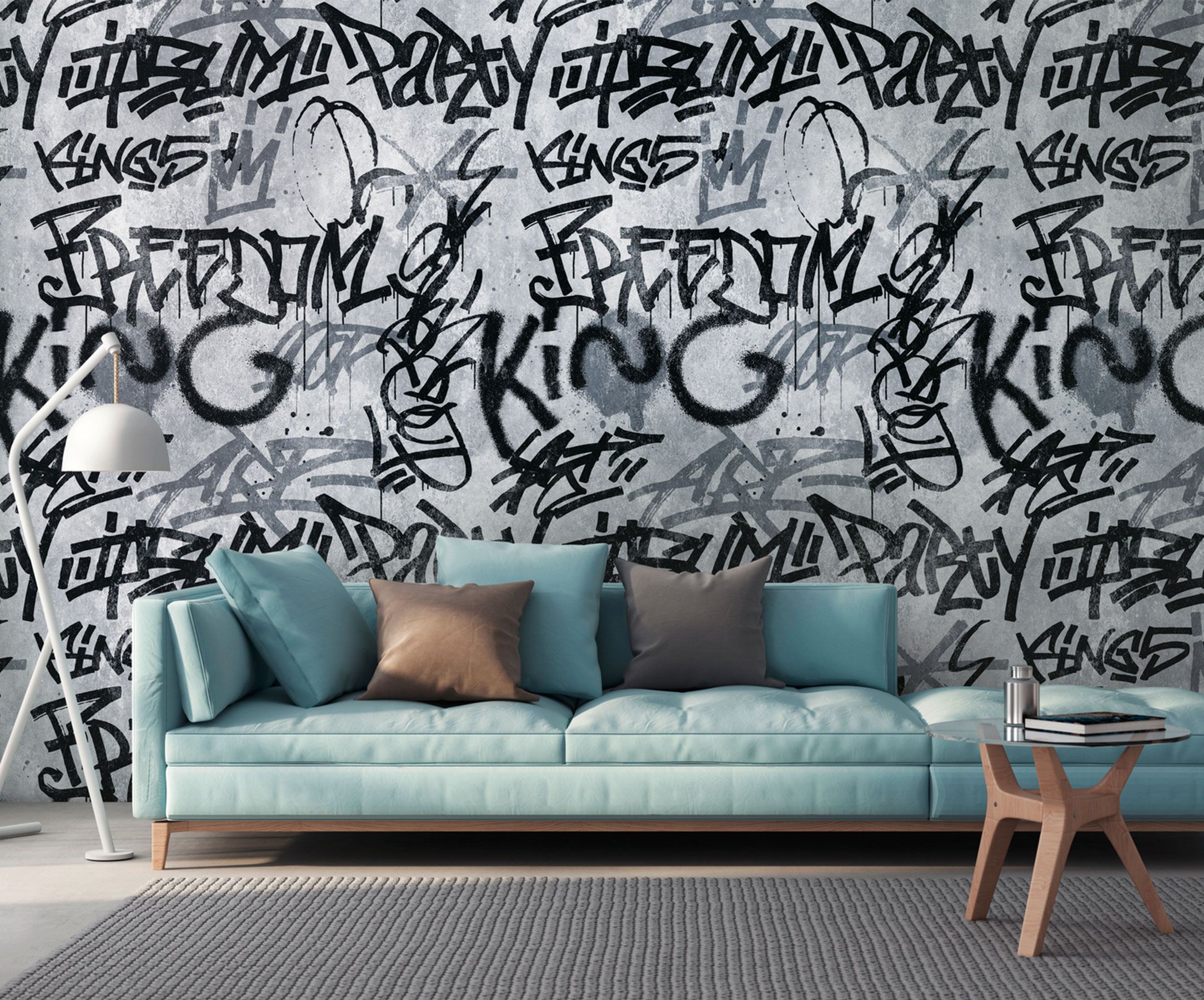Grafitti Wallpaper in Grey AS382511