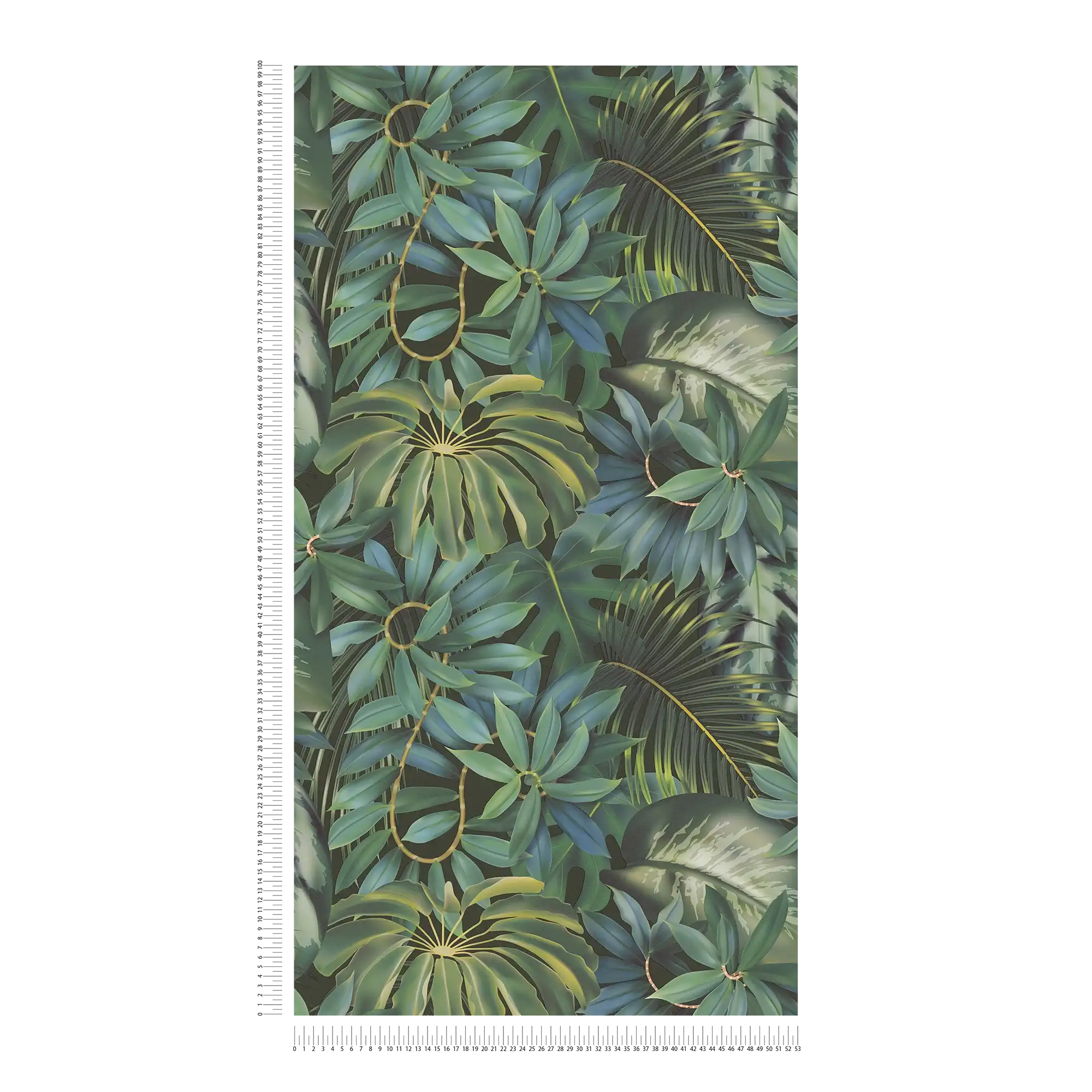             Leaves wallpaper jungle pattern - green, black
        