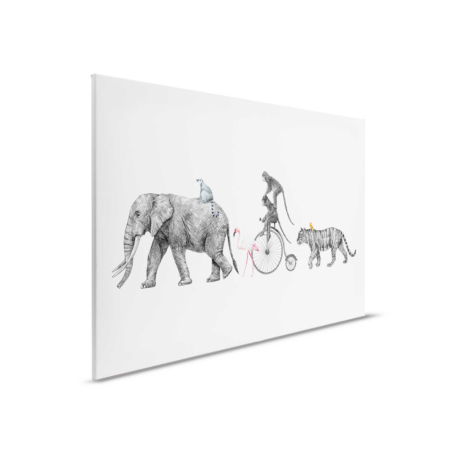         Canvas painting Nursery motif with animals in a row - 0.90 m x 0.60 m
    