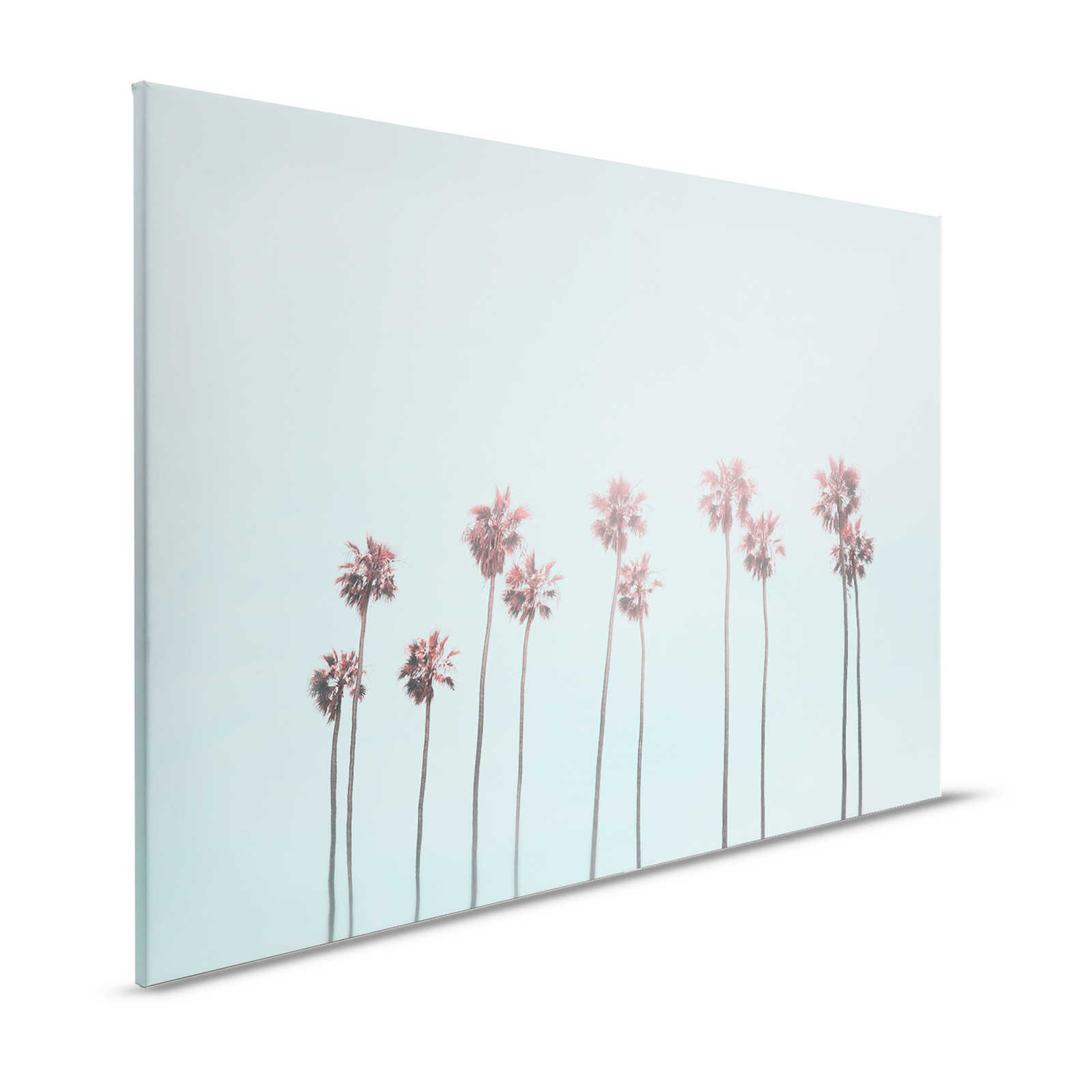 Pintura en lienzo Palmeras y cielo para Beach Feeling en turquesa y rosa - 1,20 m x 0,80 m
