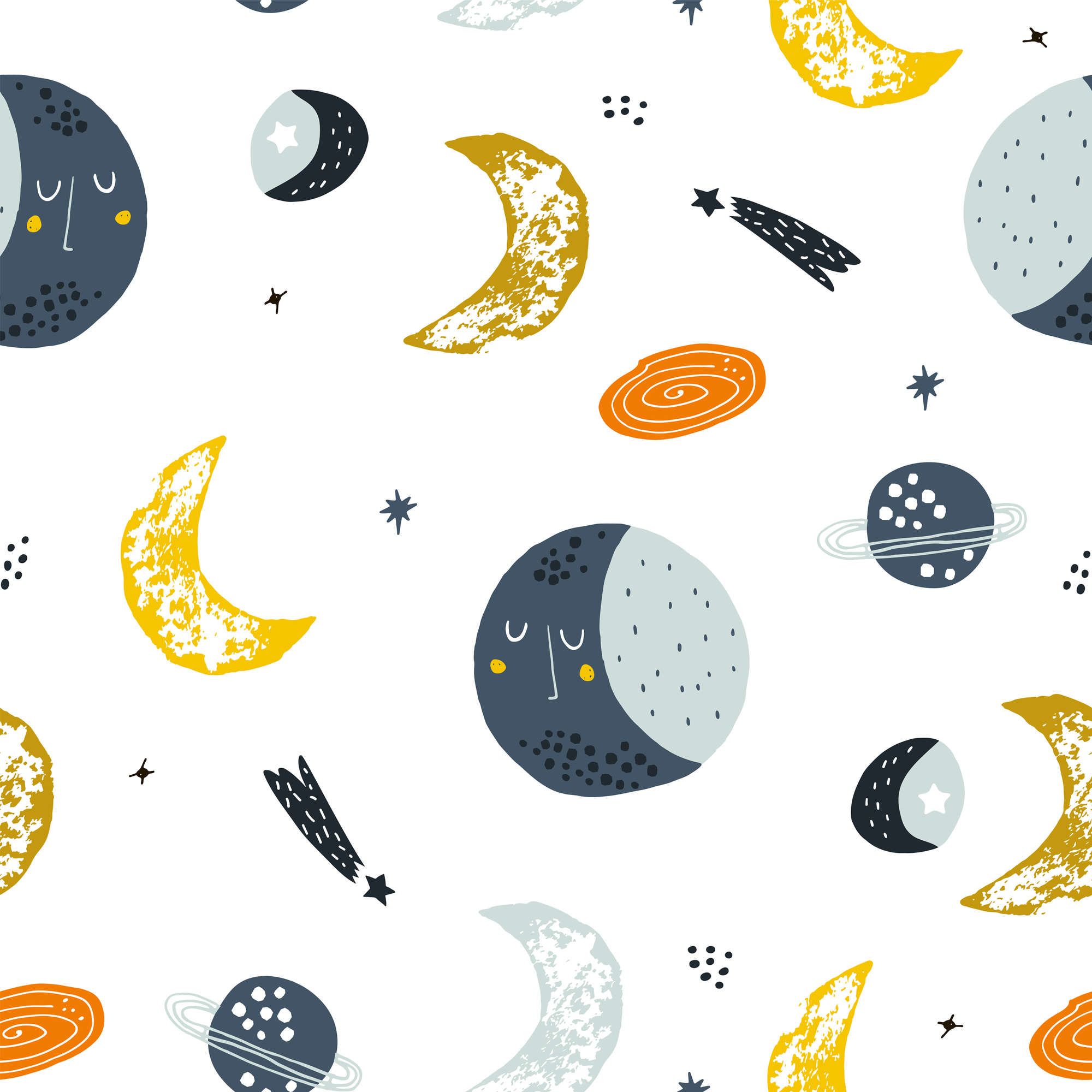             Photo wallpaper with moons and shooting stars - Smooth & slightly shiny non-woven
        
