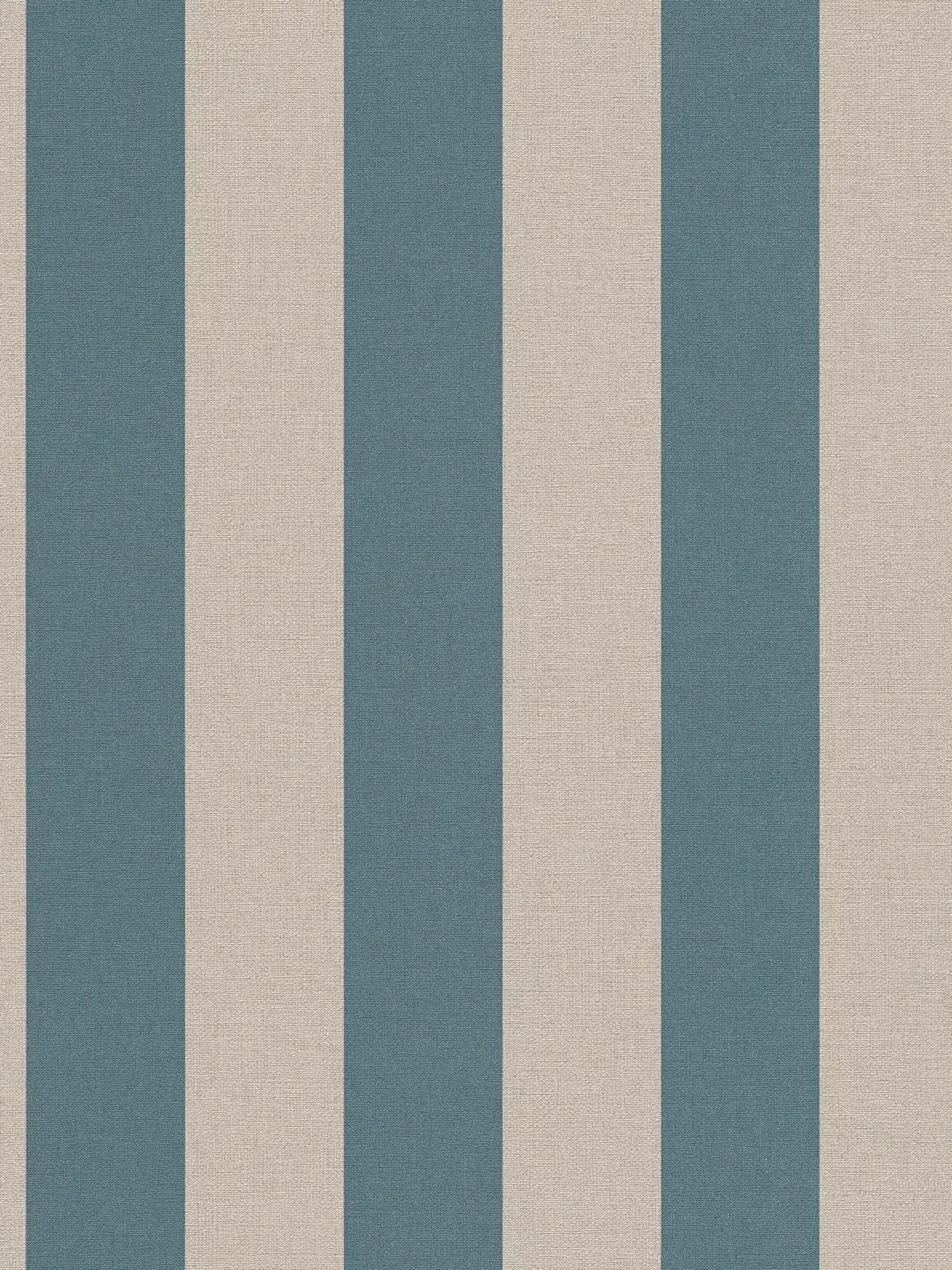 Striped wallpaper with linen look PVC-free - blue, brown
