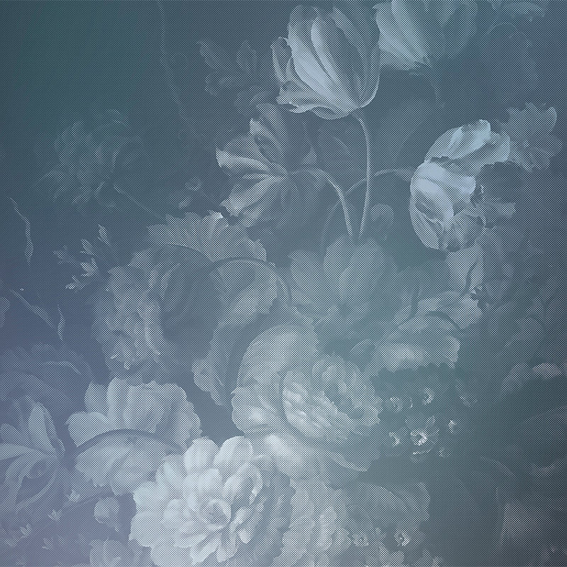 Hollandse pastel 1 - Digital behang met artistiek rozenmotief - Blauw | parelmoer glad vlies

