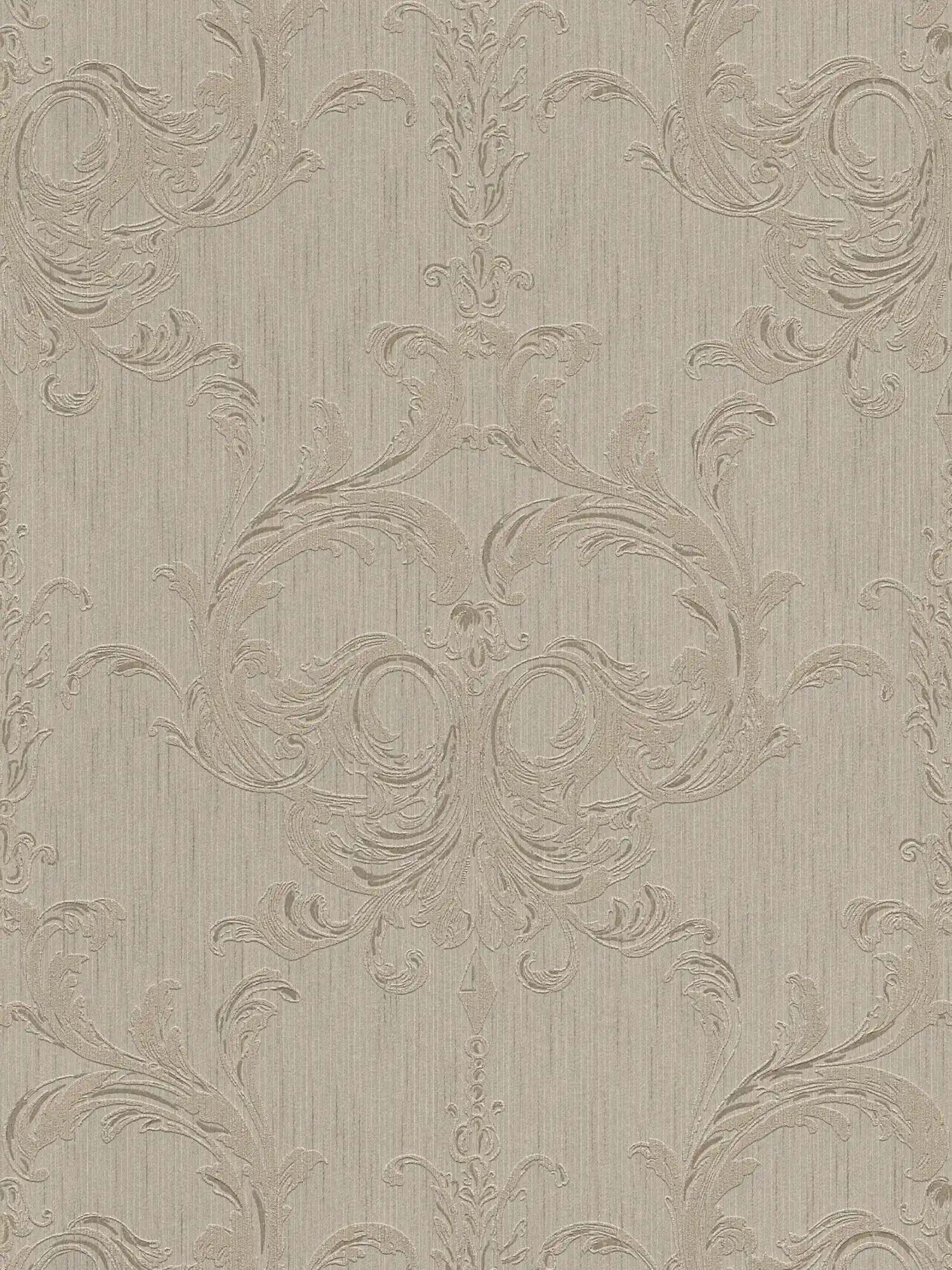 Papier peint élégant avec motif ornemental filigrane - marron
