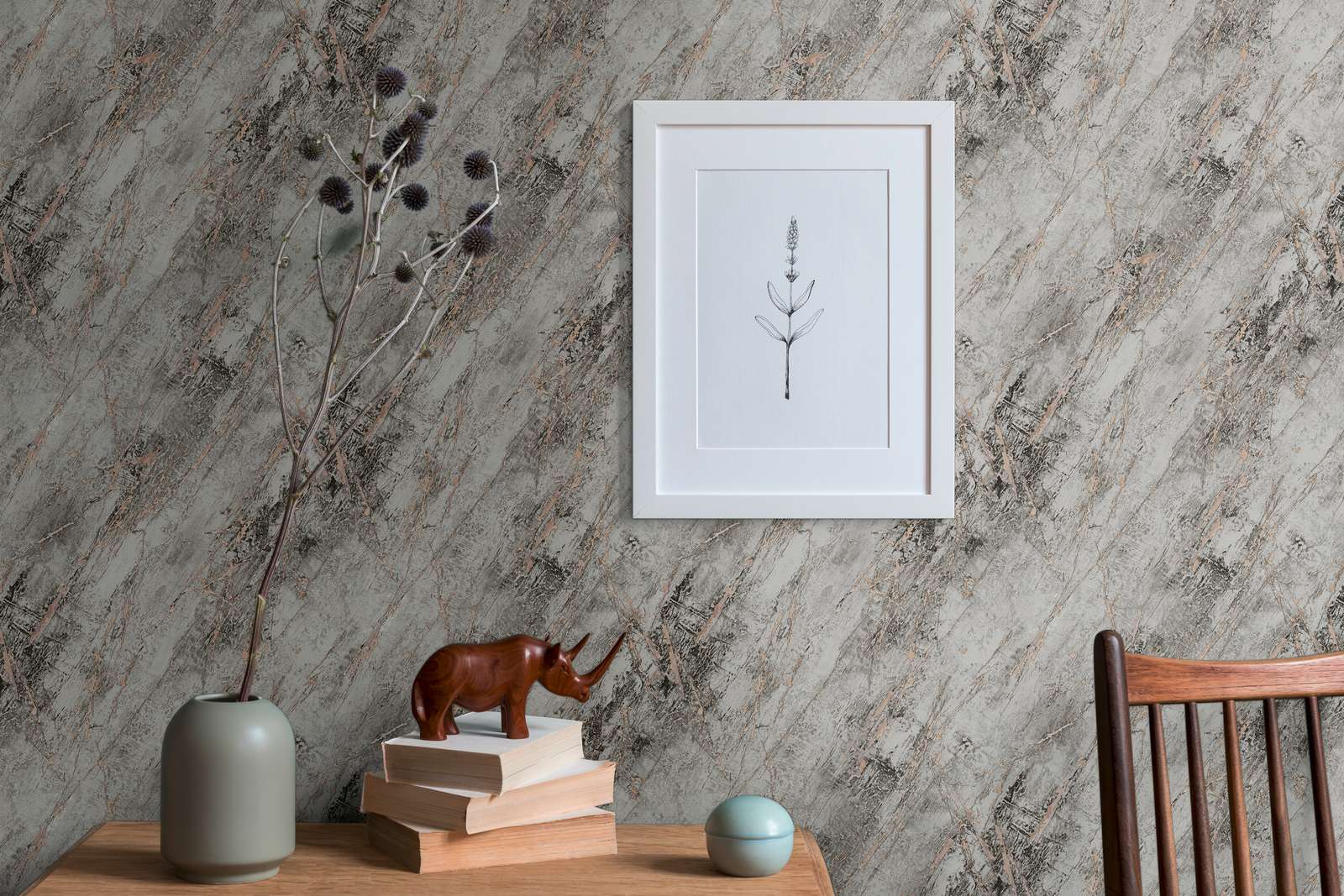             Grey marble wallpaper with metallic effect - grey, beige
        