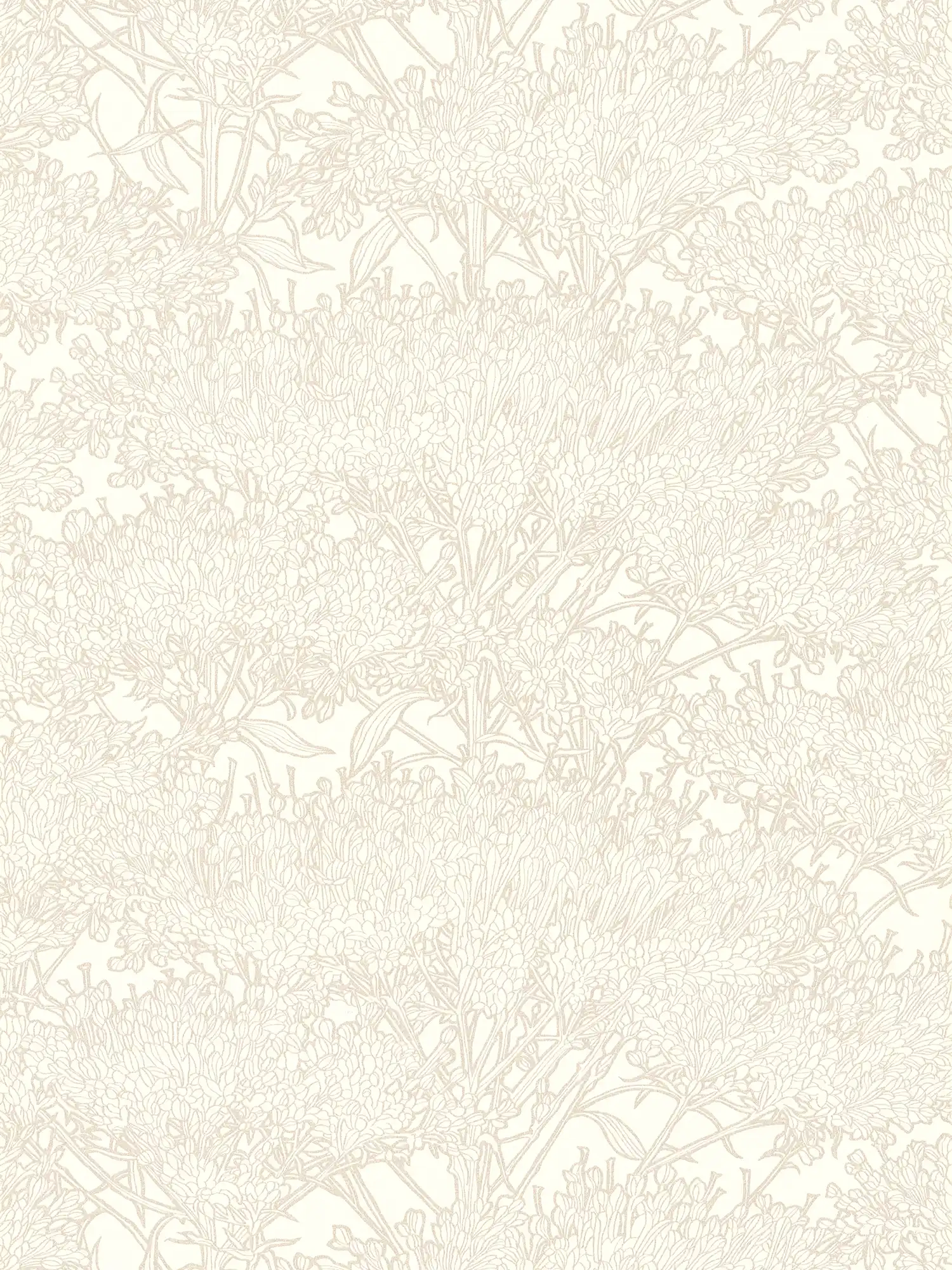 Papier peint motif floral avec contours dorés - crème, or, gris
