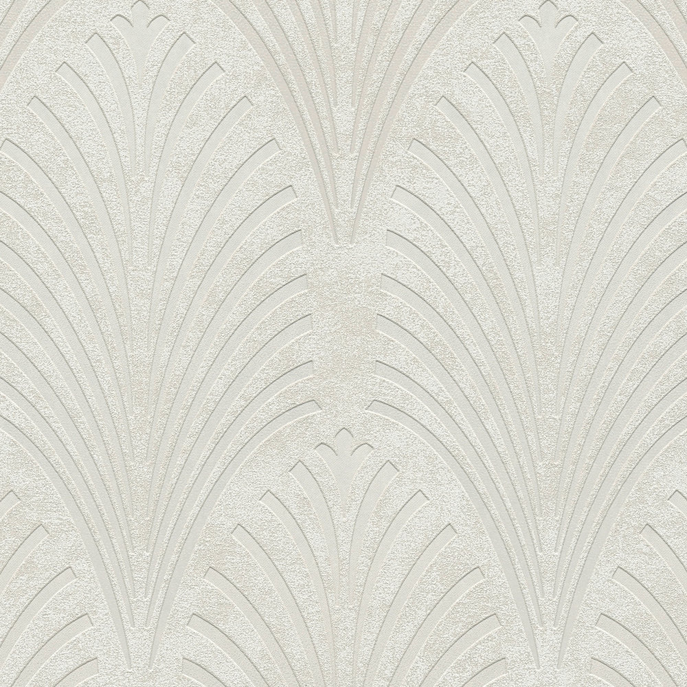             Papier peint rétro style art déco avec motifs géométriques - crème, gris, beige
        