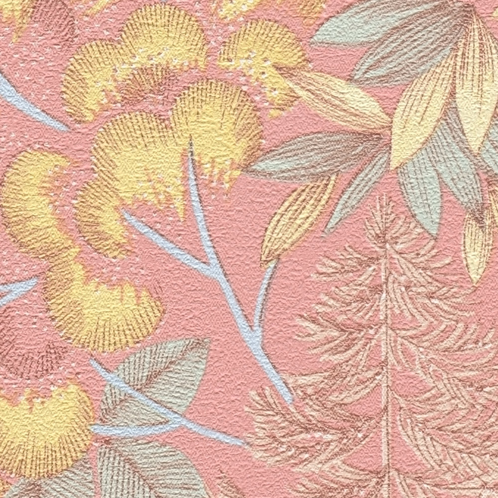             Speels bloemenbehang in een subtiele kleur - roze, blauw, geel
        