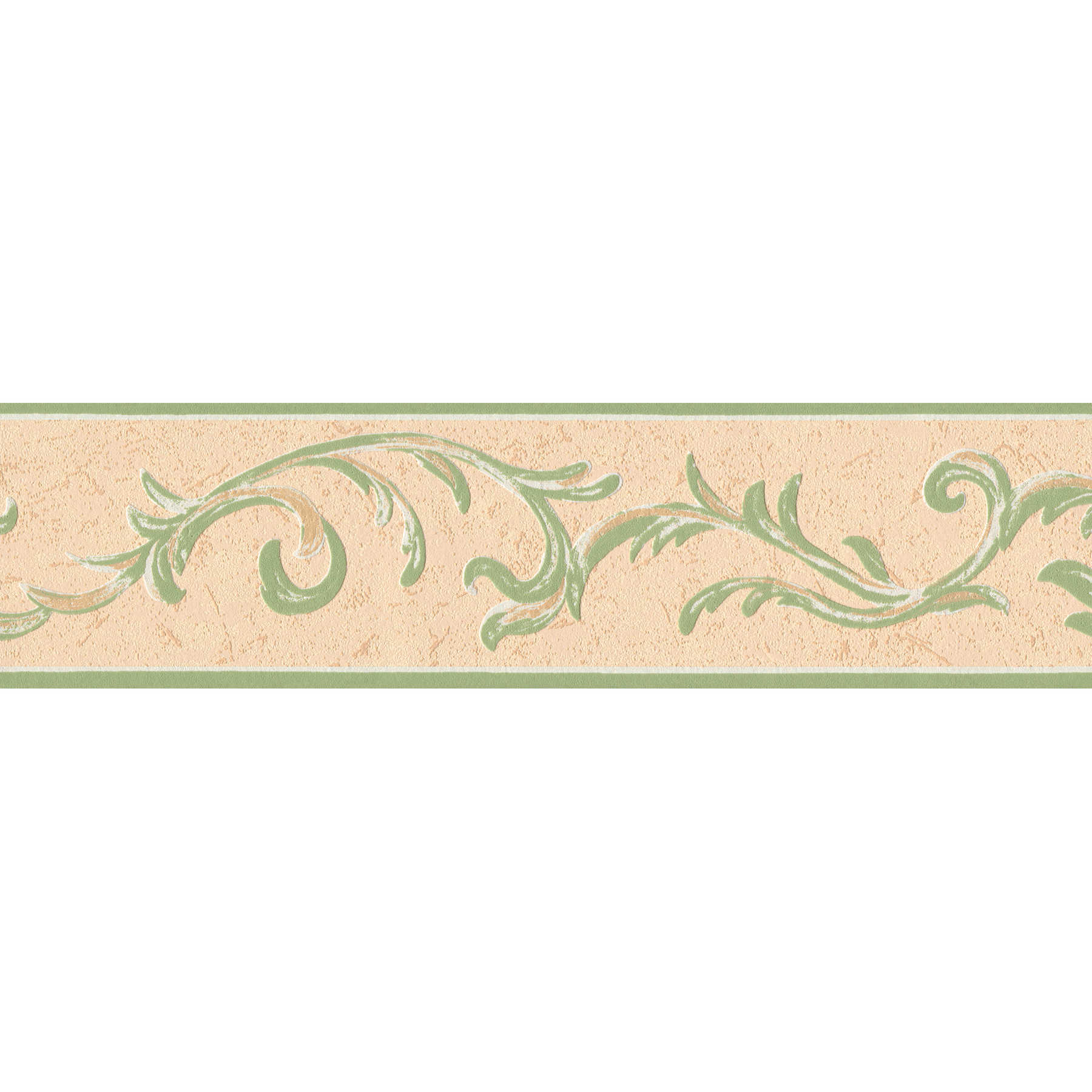         Wallpaper border with floral ornament & plaster look - beige, green
    