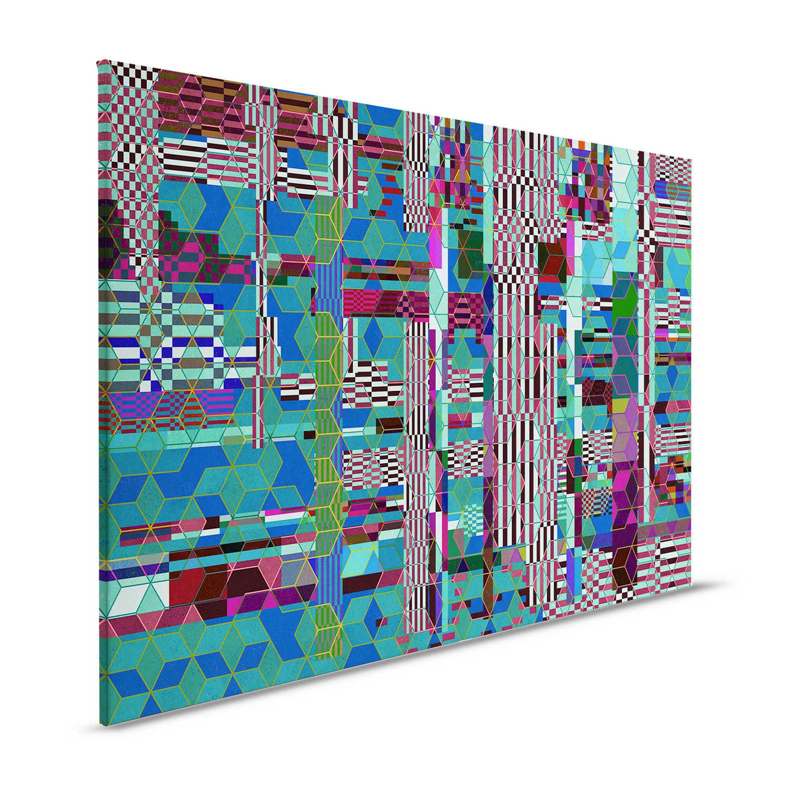 Mirage 3 - Design Canvas Painting Pattern Collage Blue & Green - 1.20 m x 0.80 m
