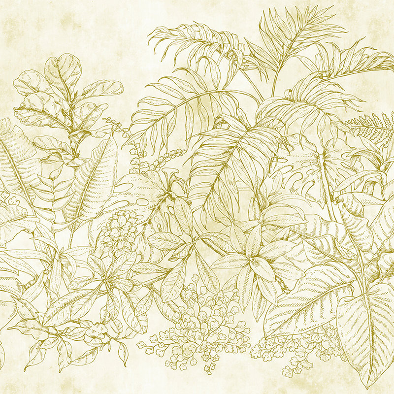 Papier peint motif fleurs & feuilles - crème, beige

