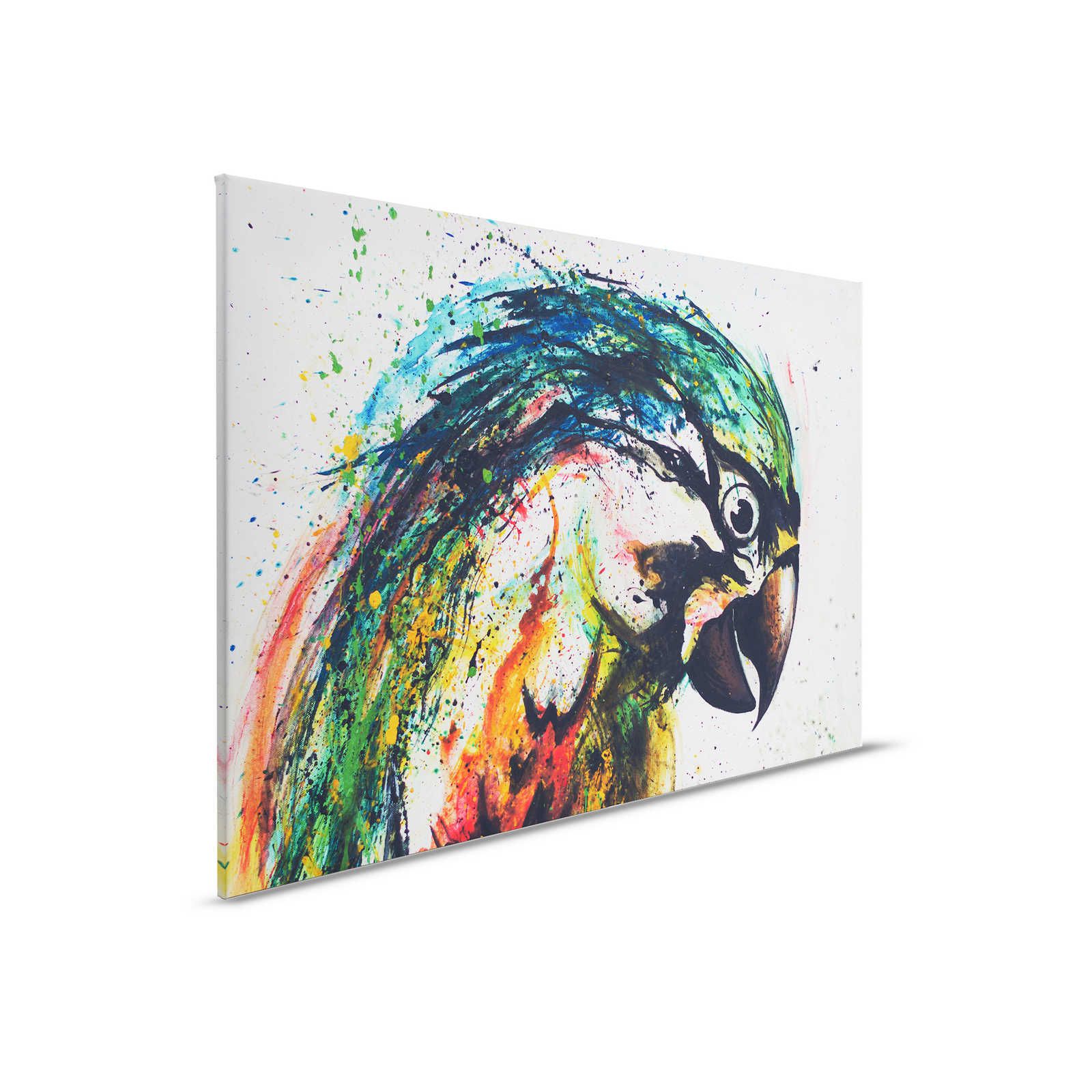 Tableau toile perroquet style dessin coloré - 0,90 m x 0,60 m
