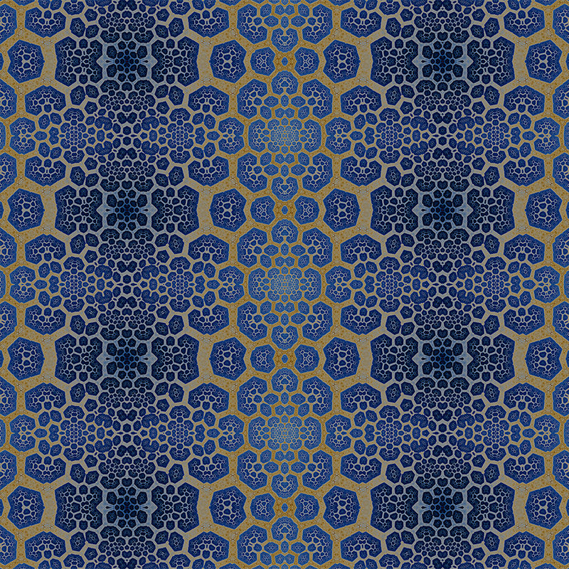        Photo wallpaper Geometric honeycombs - Brown, Blue
    