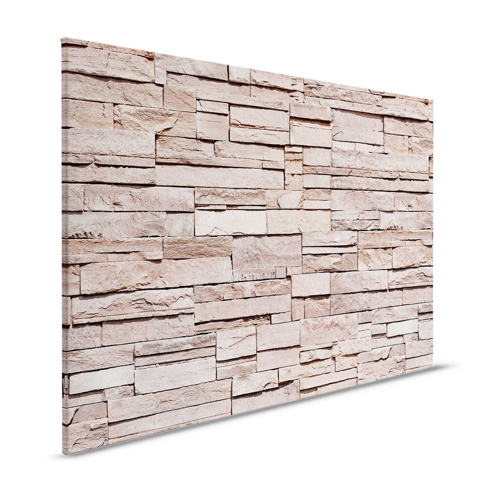 Canvas painting 3D stone look, light brown dry stone wall - 1.20 m x 0.80 m
