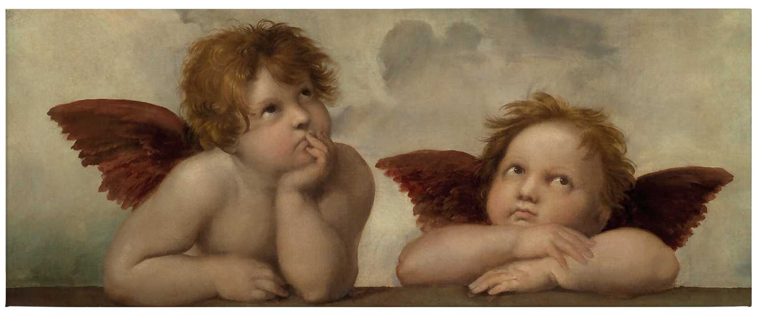             Panorama Canvas schilderij twee engelen door Rafaël - 1,00 m x 0,40 m
        