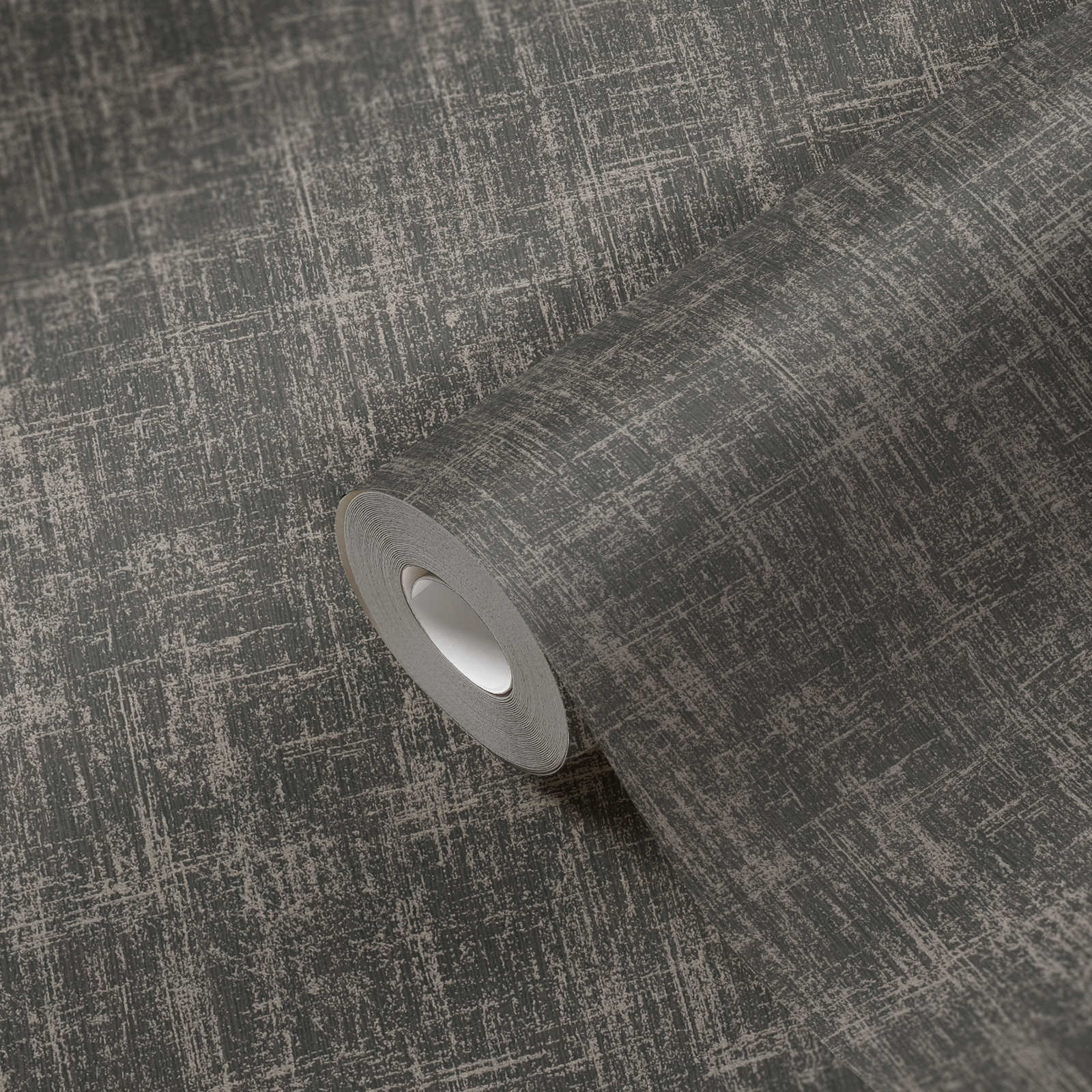             Non-woven wallpaper with mottled metallic effect - black, grey
        