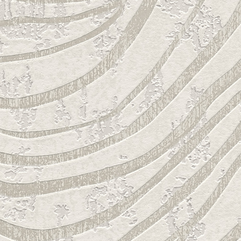             Carta da parati astratta con motivo di colline in colori tenui - bianco, argento
        