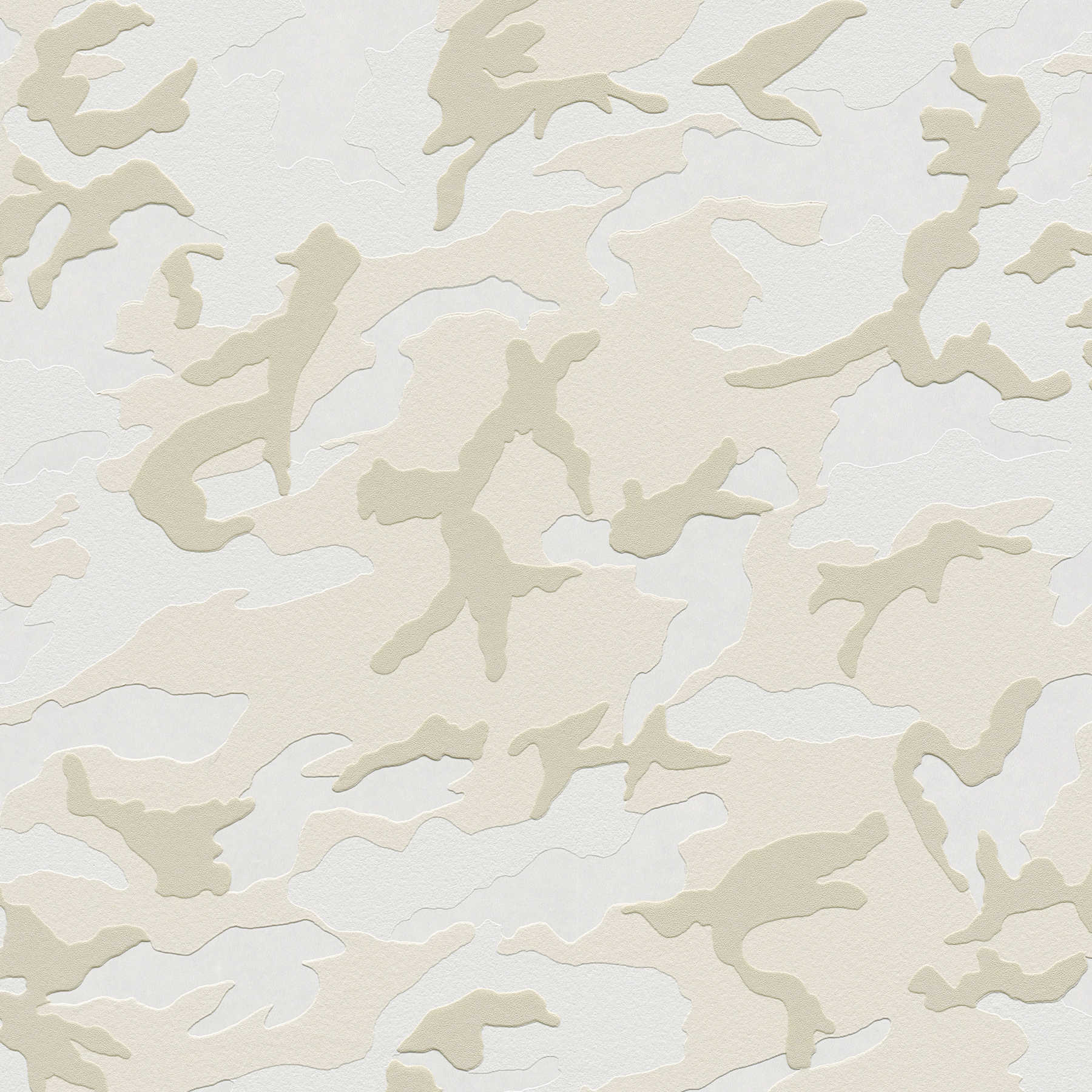 Camouflage patroon behang sneeuw, camouflage vliesbehang - grijs, crème
