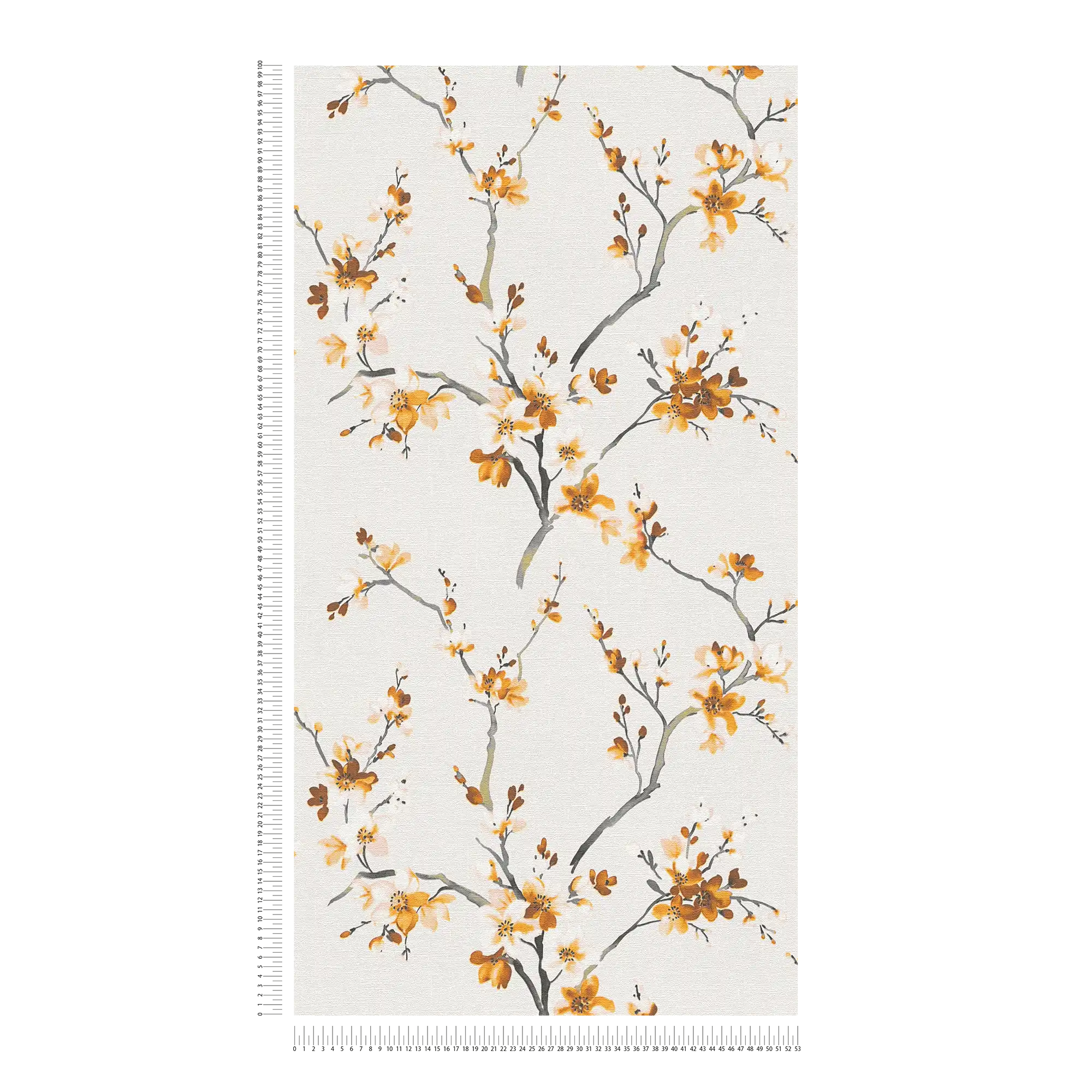             Floral wallpaper mustard yellow floral pattern in watercolour style
        
