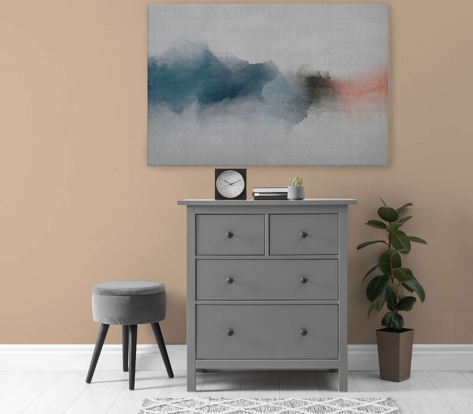            Daydream 1 - Toile minimaliste style aquarelle - aspect lin naturel - 1,20 m x 0,80 m
        