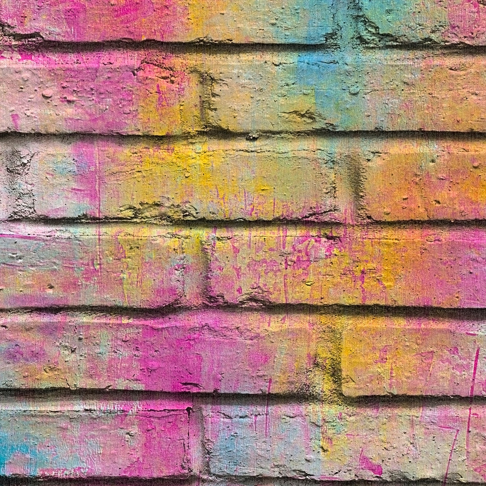             Papier peint brique, aspect maçonnerie avec gaufrage structuré - multicolore, violet
        