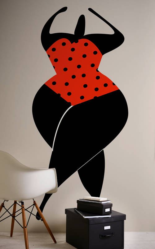             Art mural women figure in swimsuit - Red
        