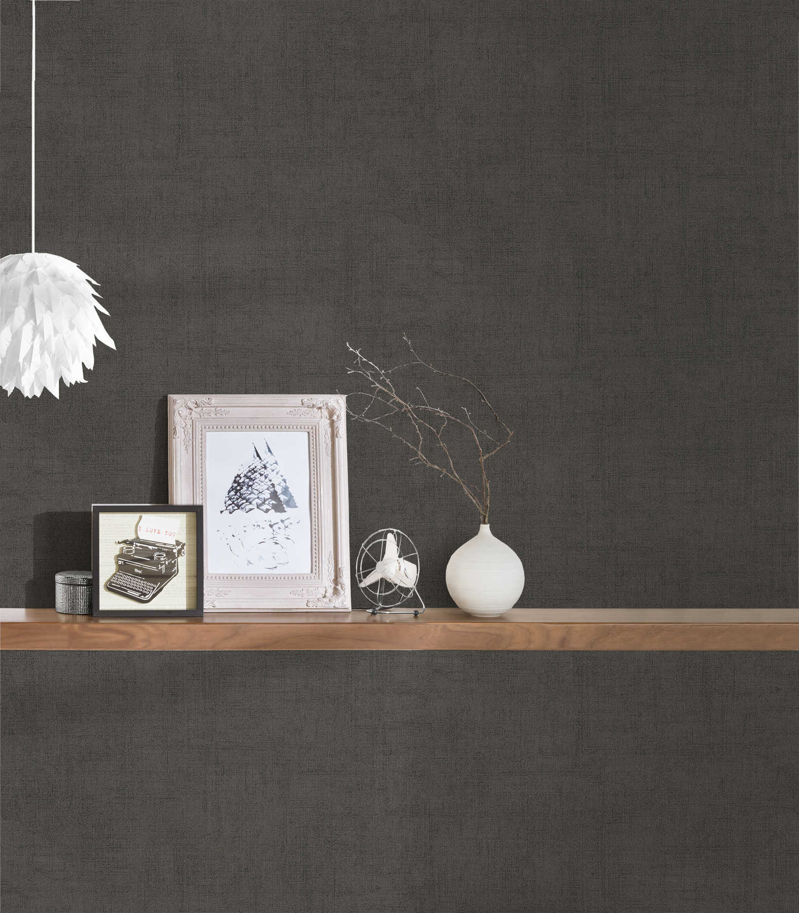             wallpaper anthracite grey with textile texture & gloss effect
        